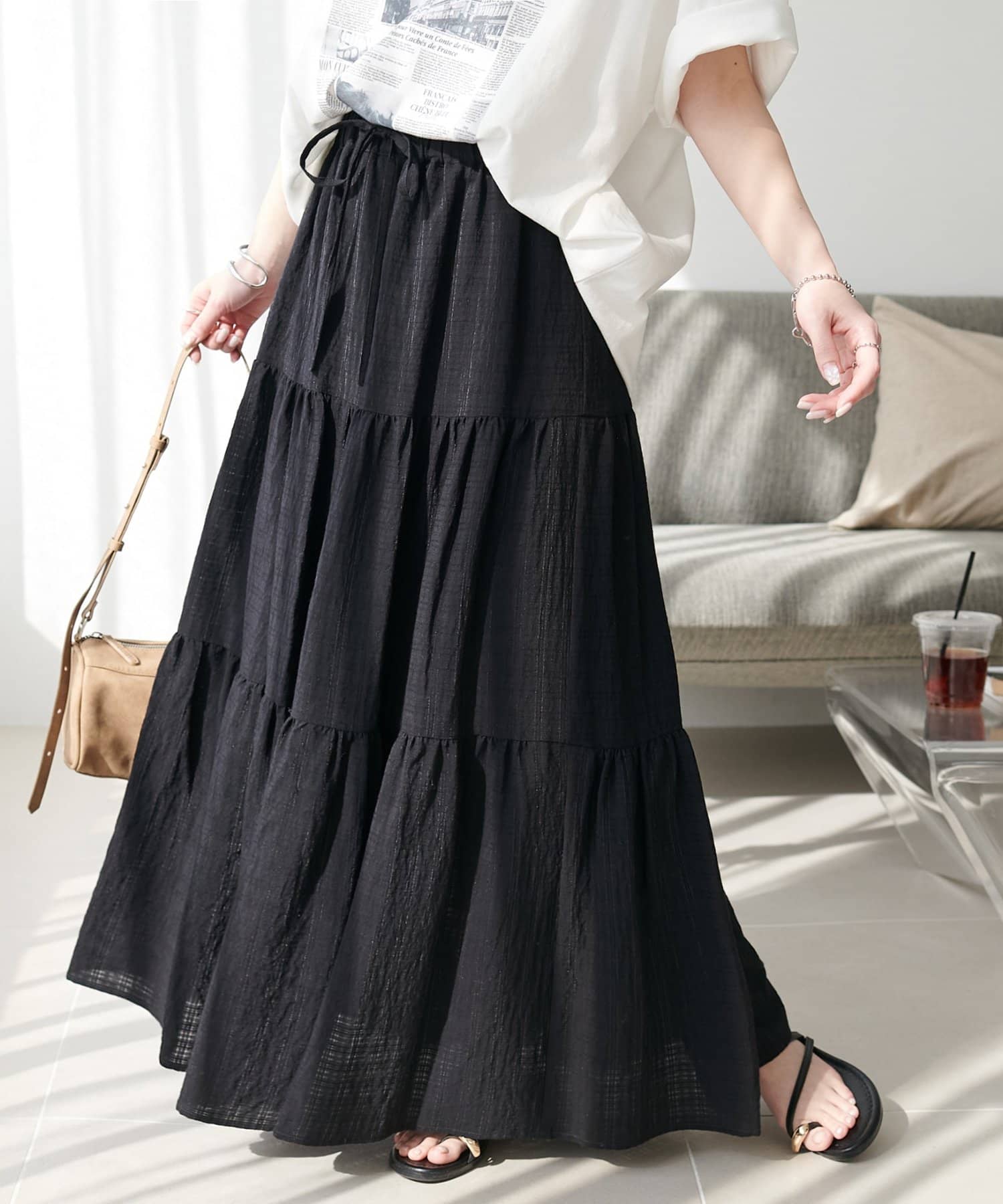 DISCOAT(ディスコート) 【marusara】シアーチェックティアードスカート