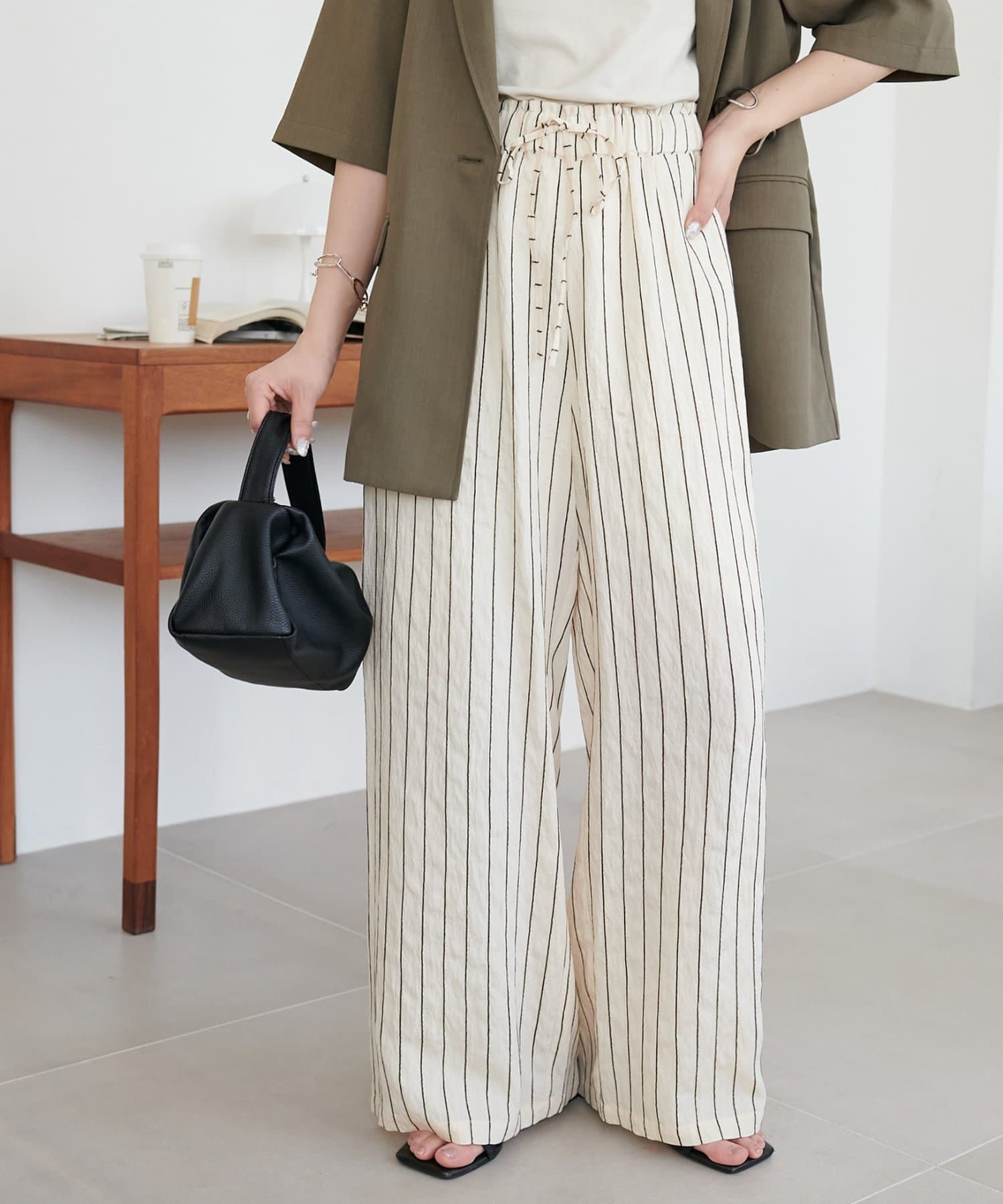 DISCOAT(ディスコート) 【marusara】モールストライプイージーパンツ