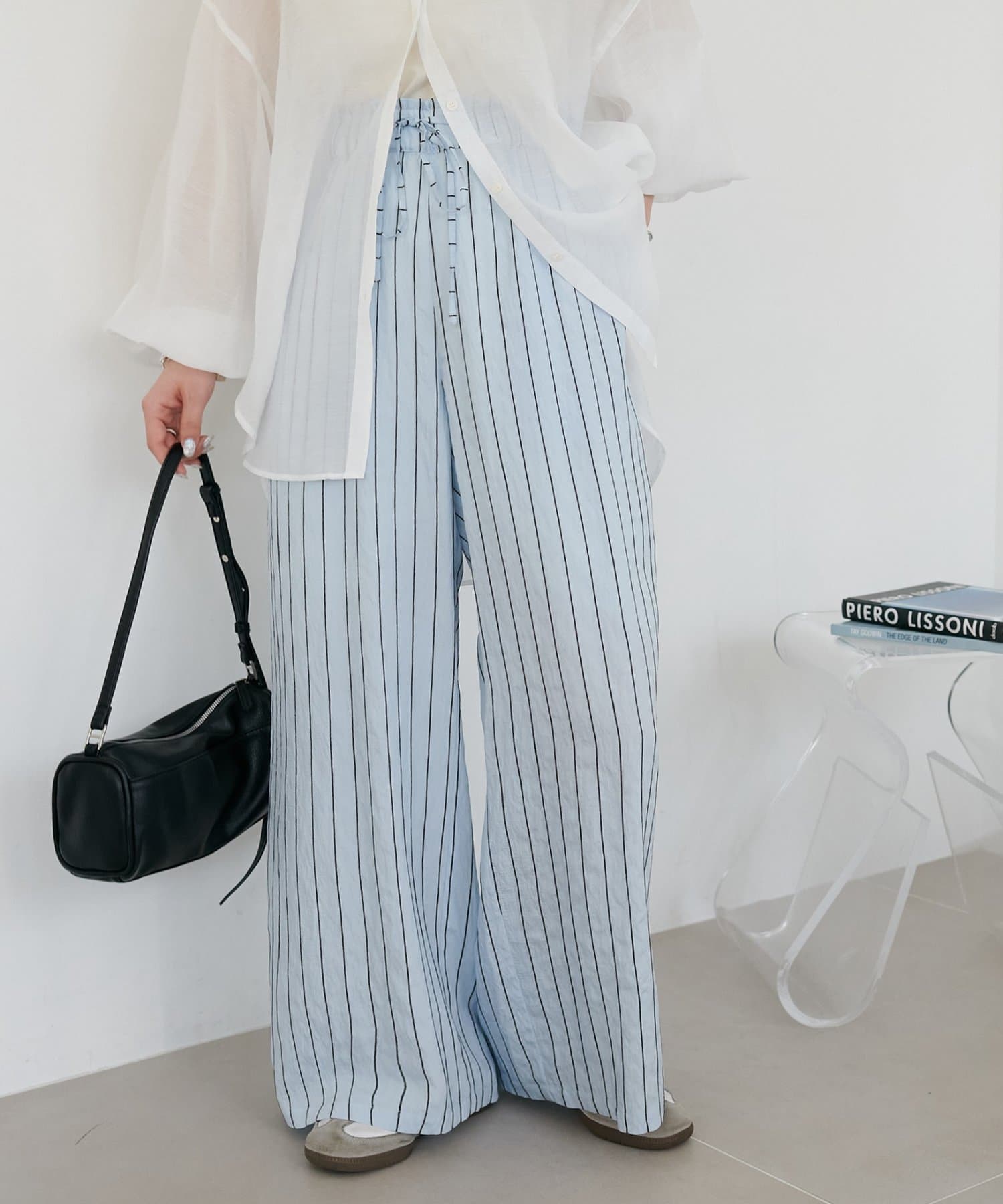 DISCOAT(ディスコート) 【marusara】モールストライプイージーパンツ