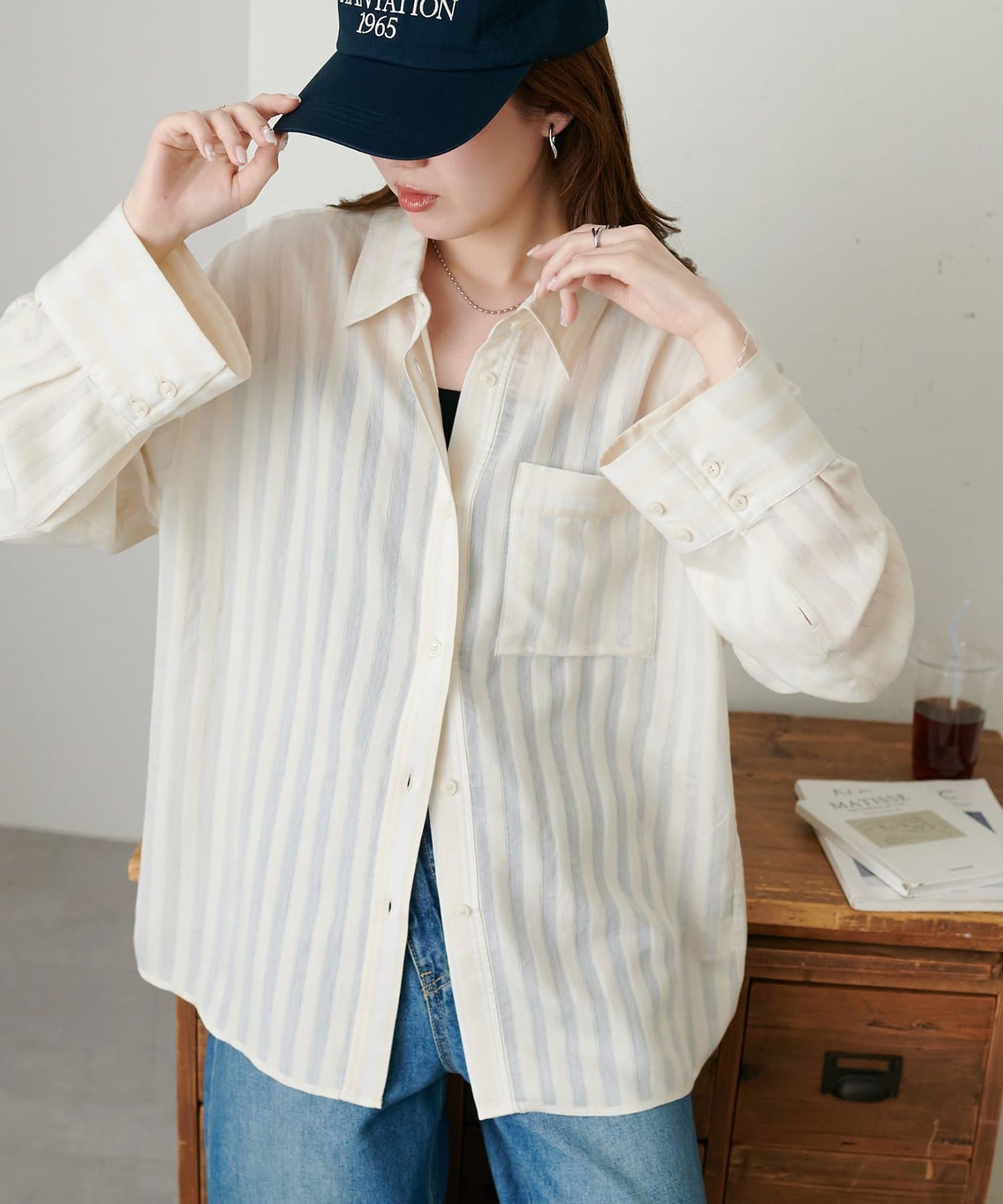 DISCOAT(ディスコート) 【marusara】シアーストライプシャツ