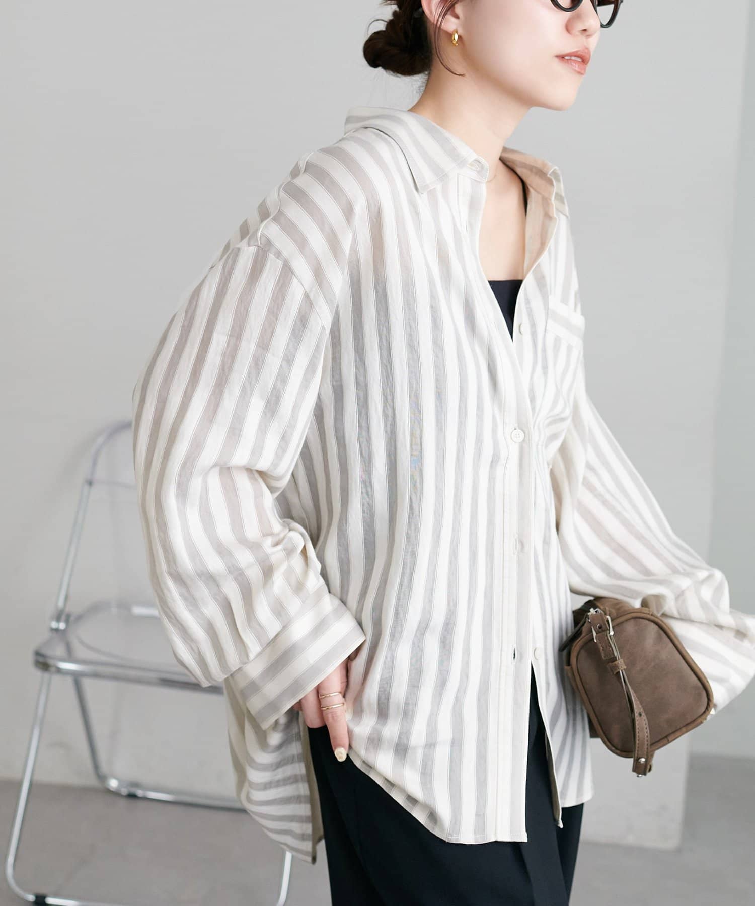 DISCOAT(ディスコート) 【marusara】シアーストライプシャツ