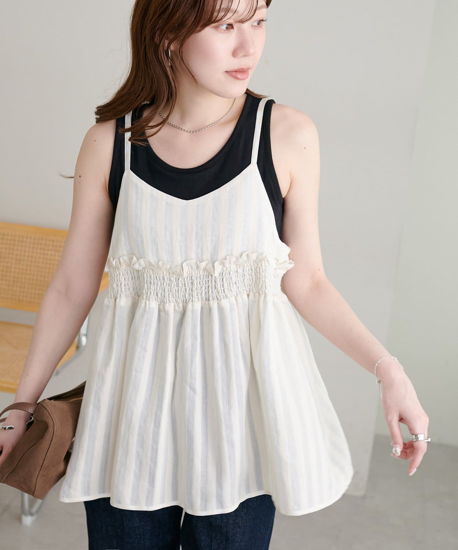 DISCOAT(ディスコート) 【marusara】シアーストライプキャミチュニック