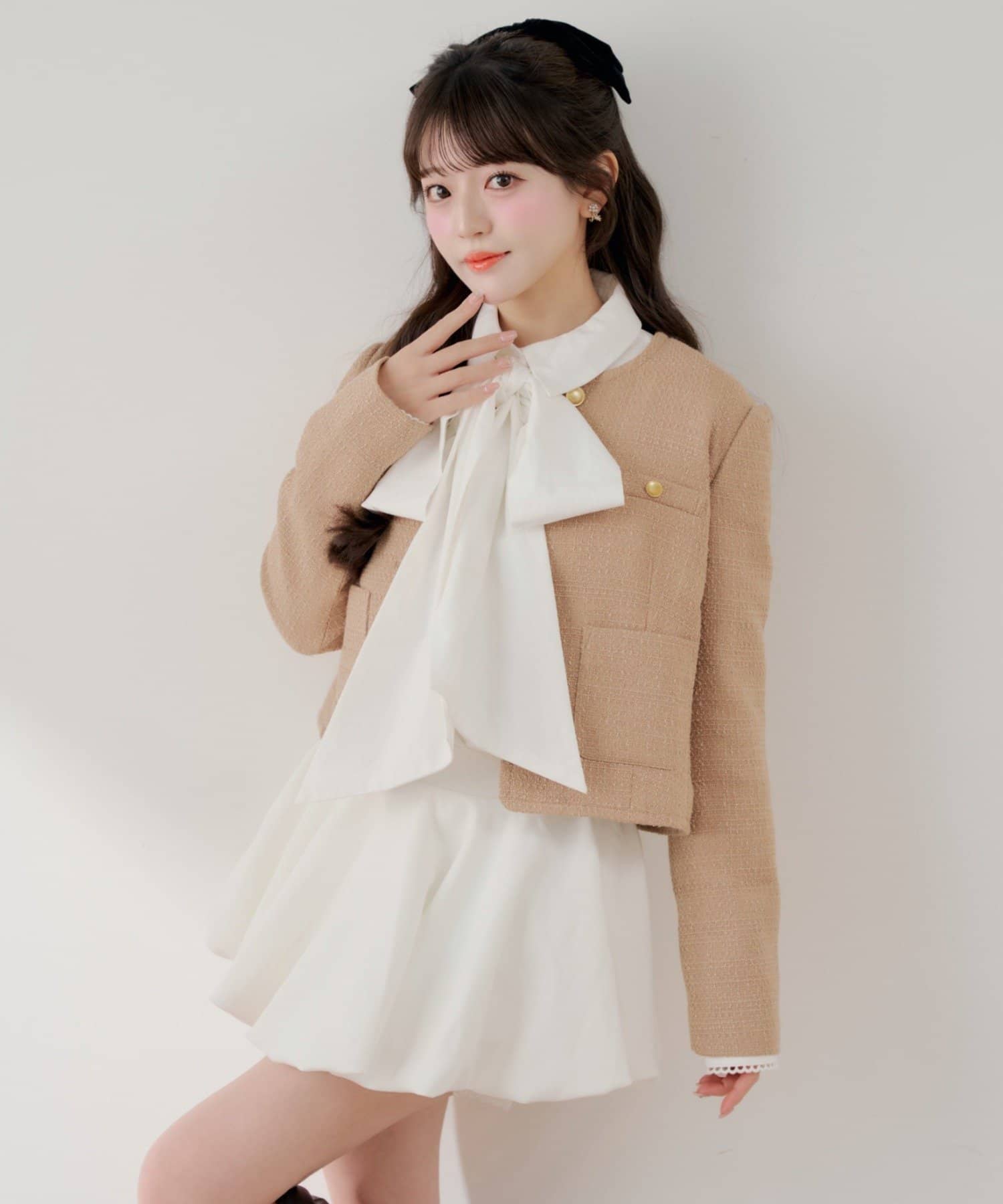 Chico(チコ) 【くるみコラボ】ツイード金ボタンジャケット