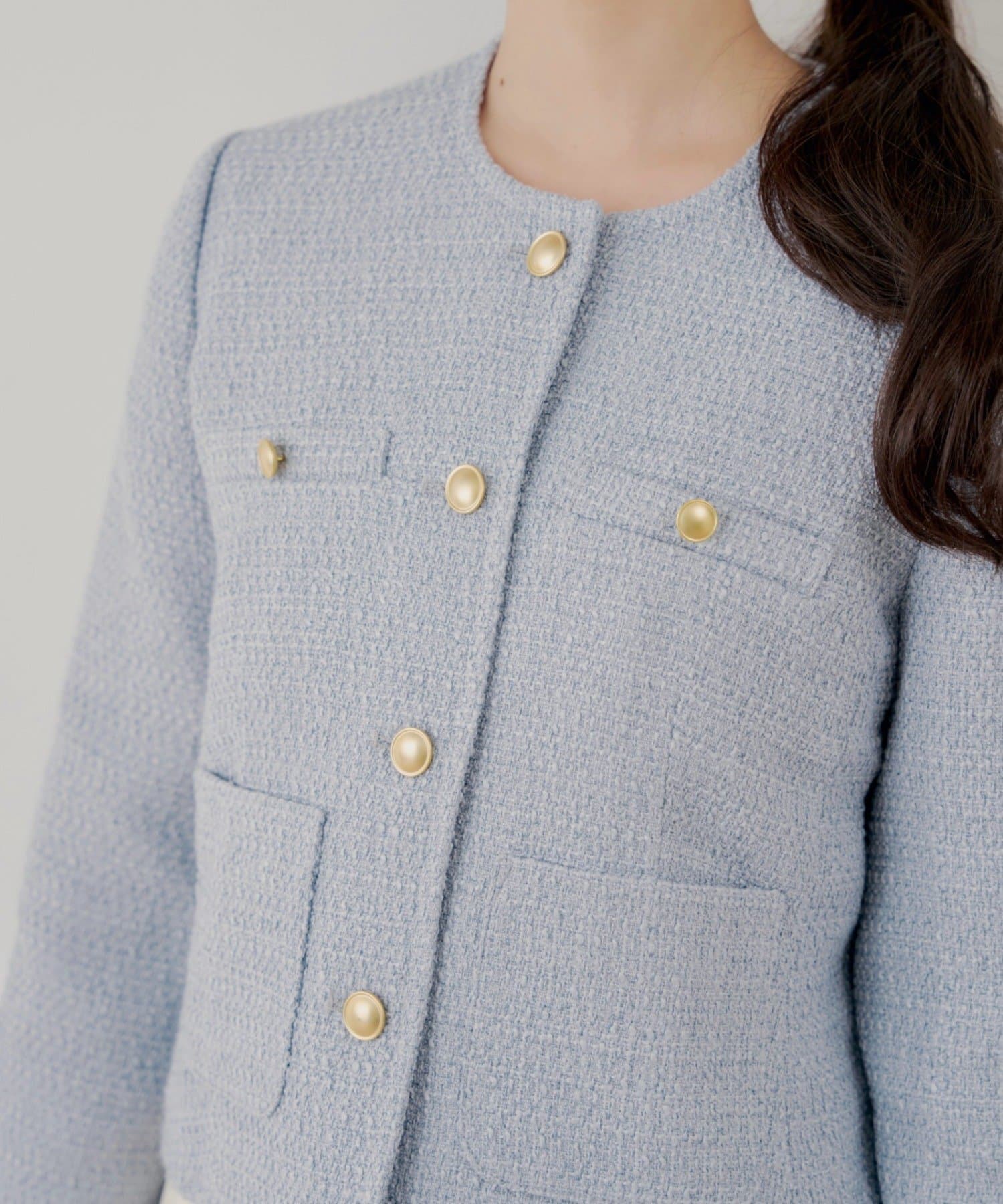 Chico(チコ) 【くるみコラボ】ツイード金ボタンジャケット