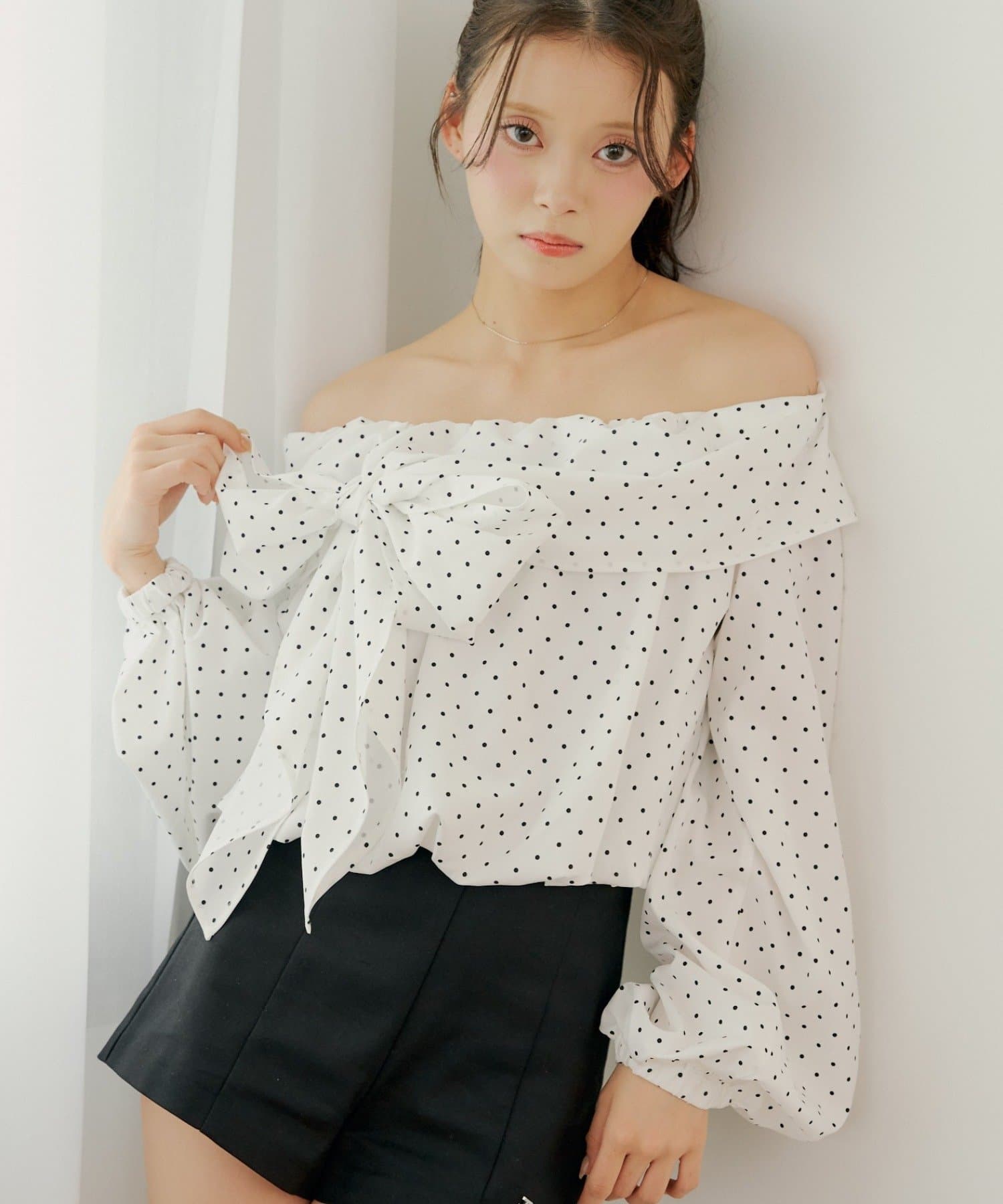 Chico(チコ) オフショルリボンバルーンブラウス