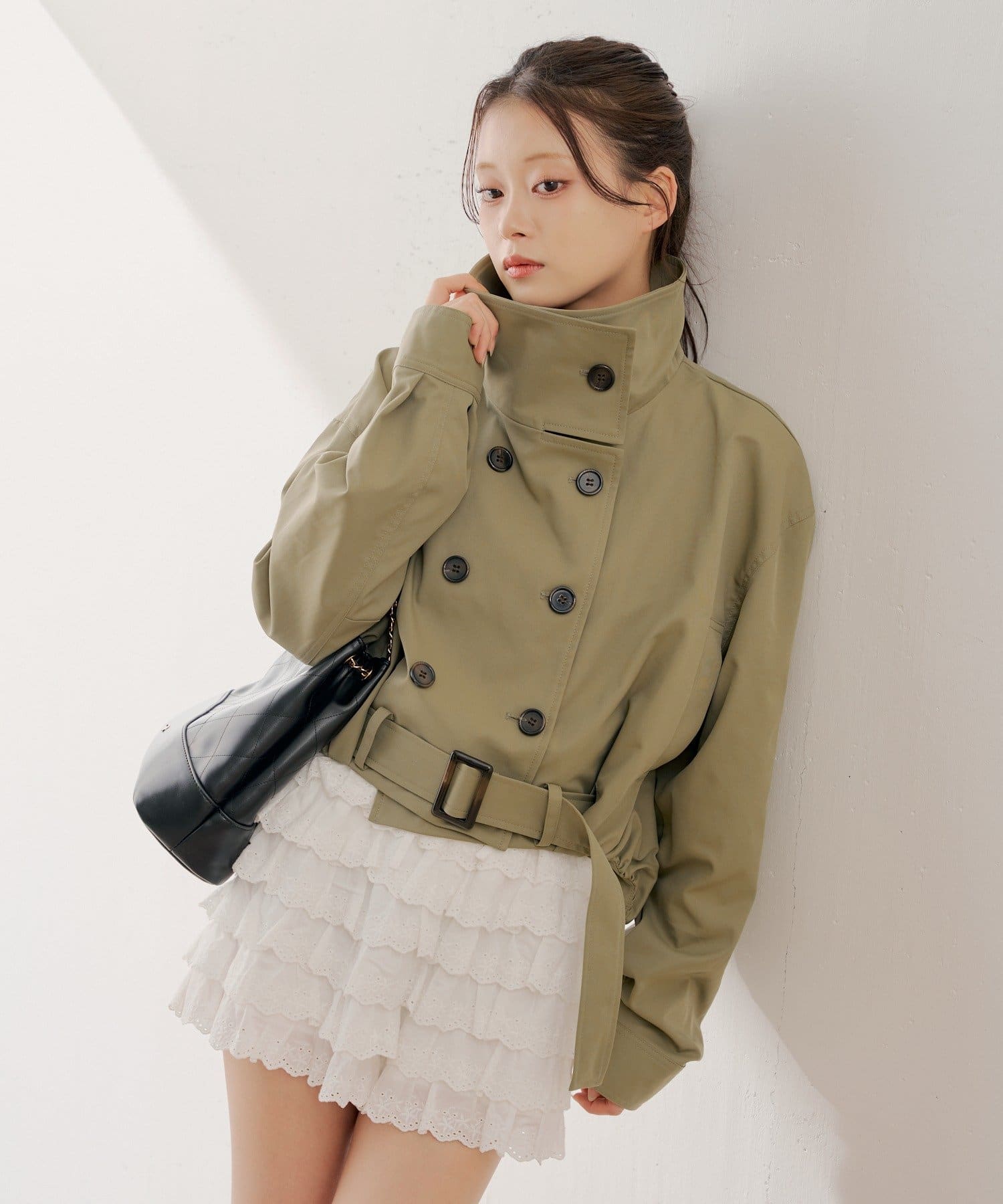 Chico(チコ) スタンドネックバルーンショートトレンチコート