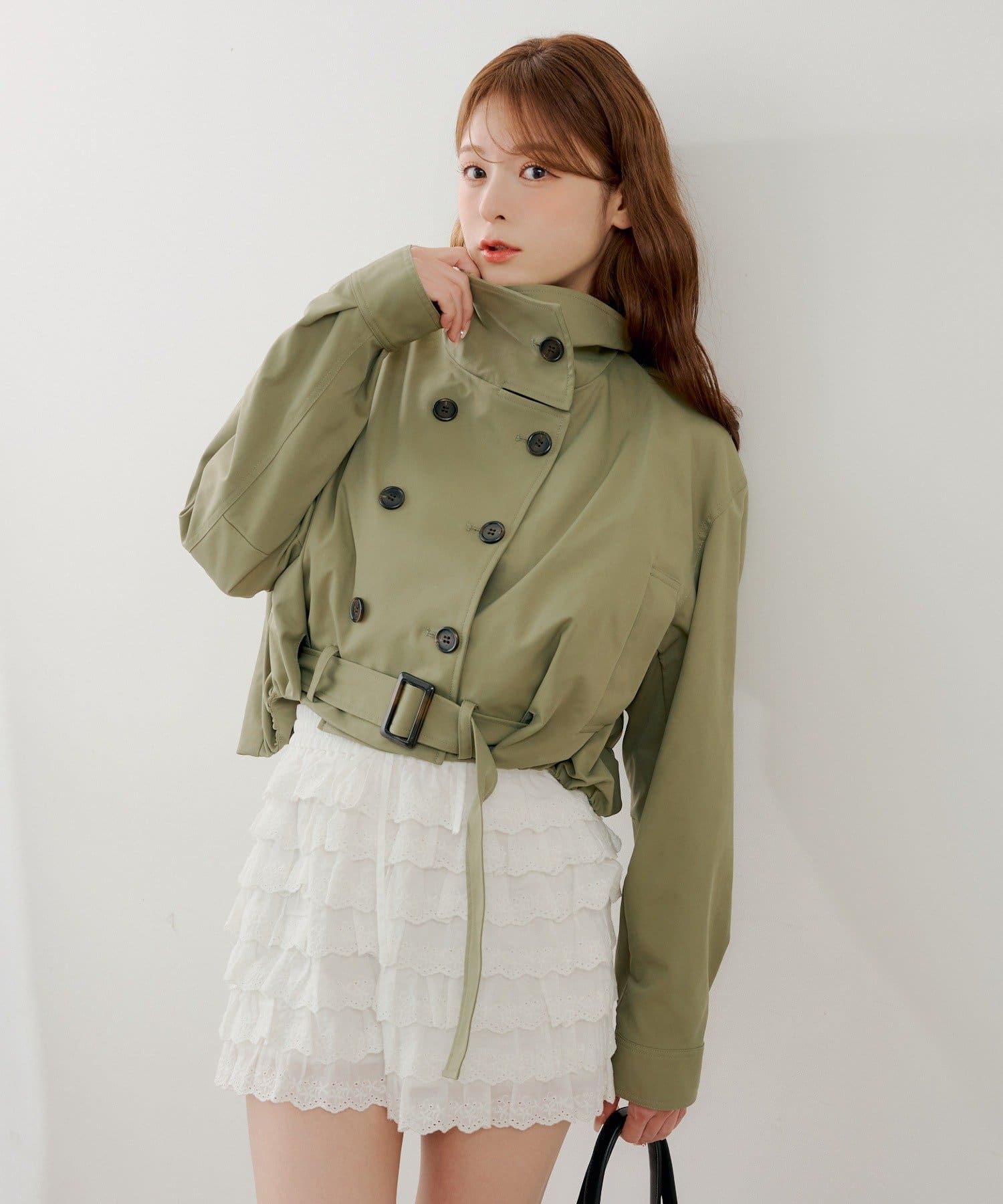 Chico(チコ) スタンドネックバルーンショートトレンチコート