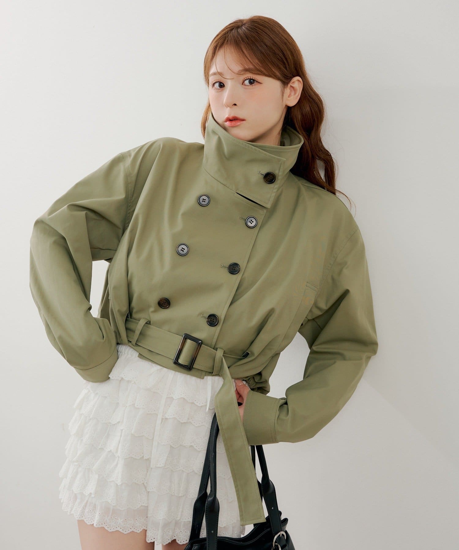 Chico(チコ) スタンドネックバルーンショートトレンチコート