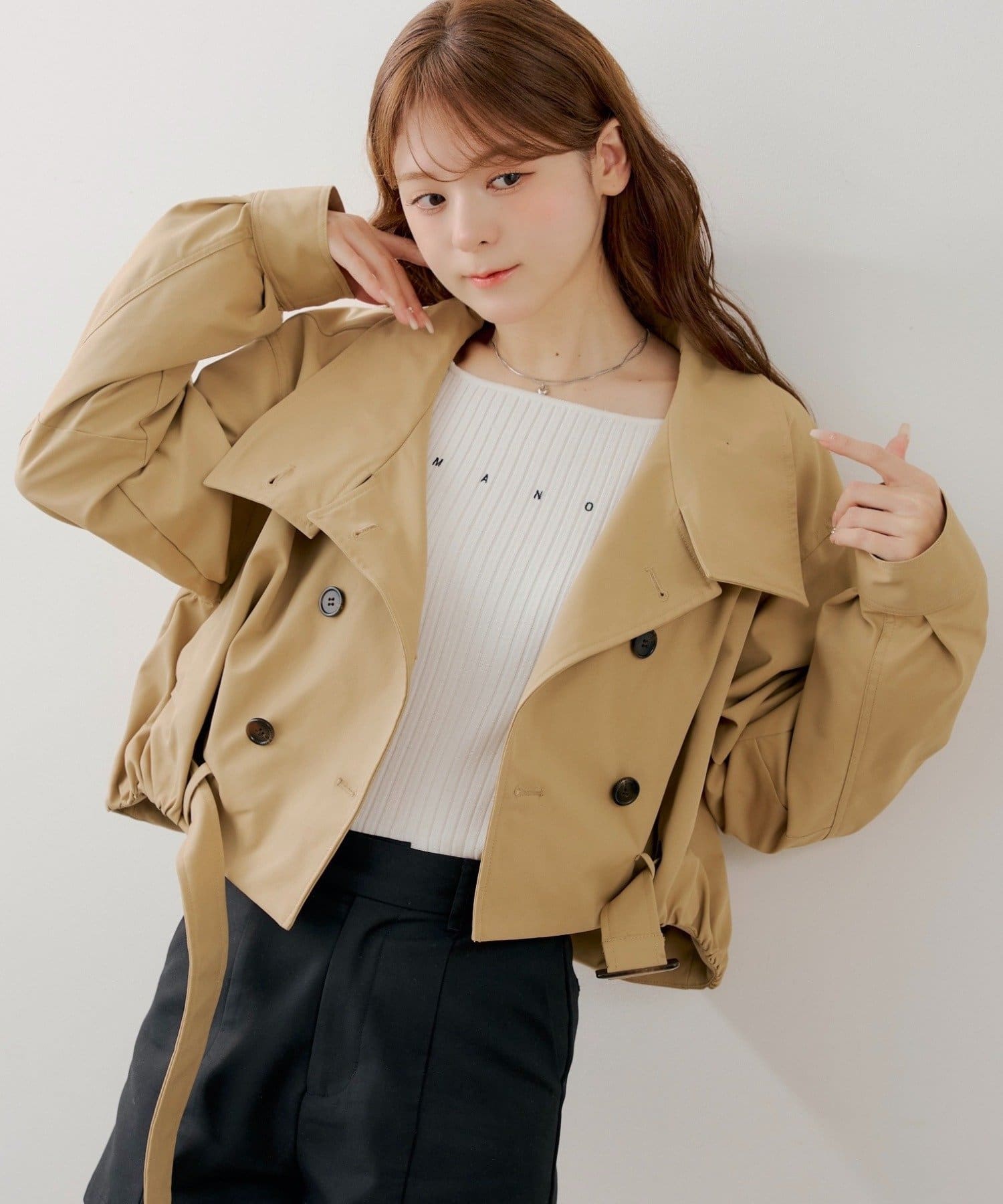 Chico(チコ) スタンドネックバルーンショートトレンチコート