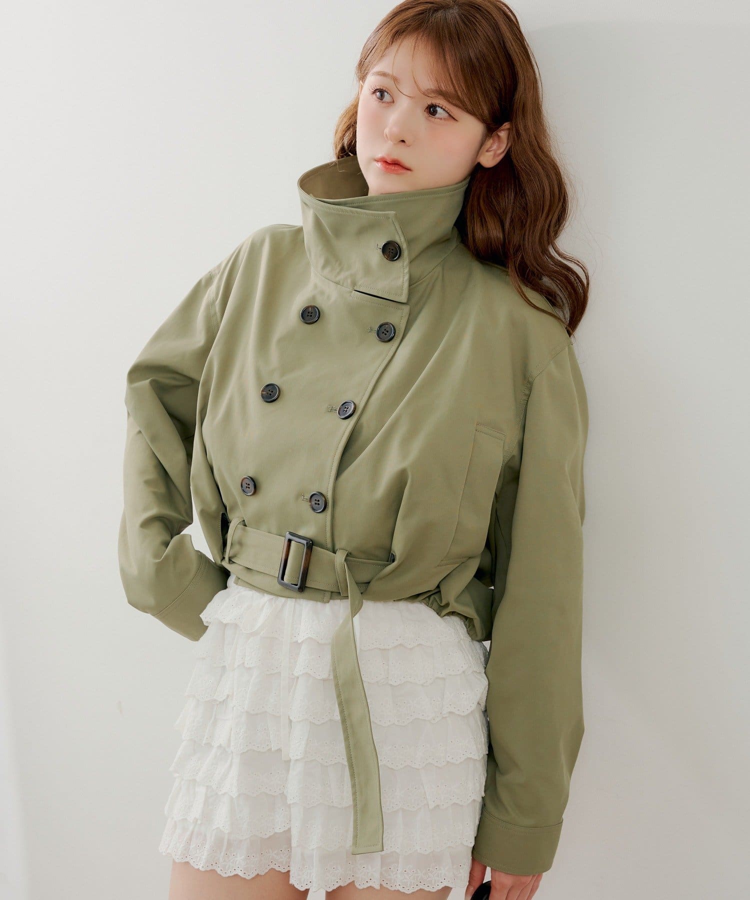 Chico(チコ) スタンドネックバルーンショートトレンチコート