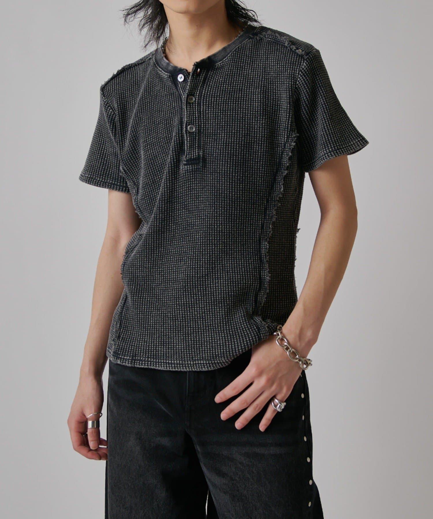 Lui's(ルイス) SURJENT　ワッフルヘンリーネックTシャツ