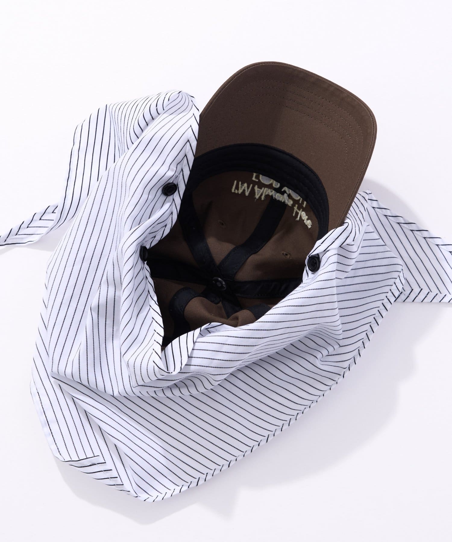 CIAOPANIC TYPY(チャオパニックティピー) 【KIDS】《ユニセックス》日焼け対策ストライプスカーフ付きロゴ刺繍CAP