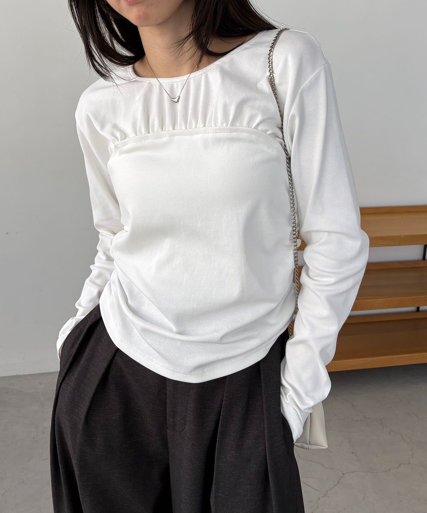 CAPRICIEUX LE'MAGE(カプリシュレマージュ) ベア切替ギャザーT