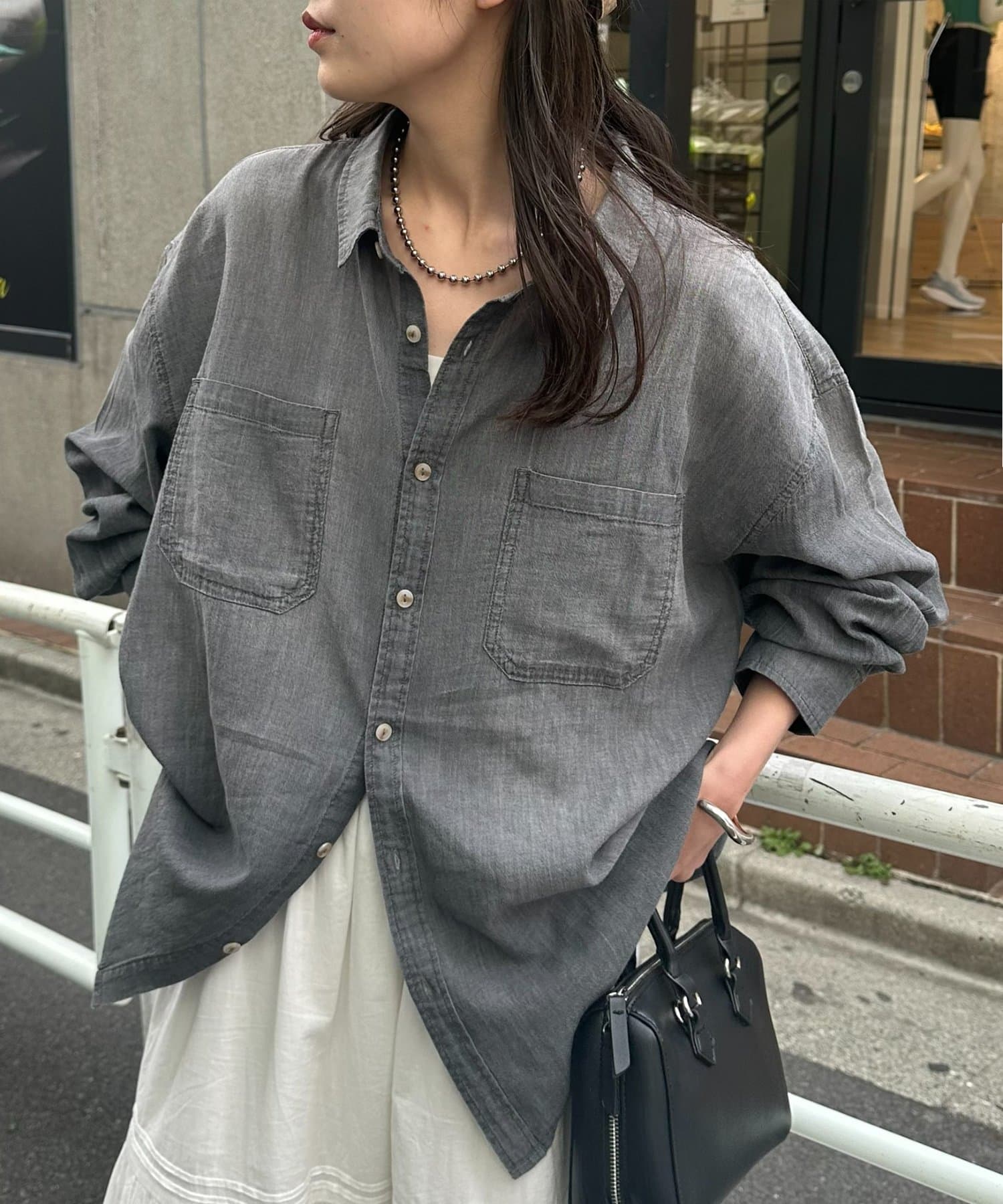 DISCOAT(ディスコート) 【Enlude/夏も快適！さらっとした着心地】シアーデニムダブルポケットオーバーシャツ《ユニセックス》