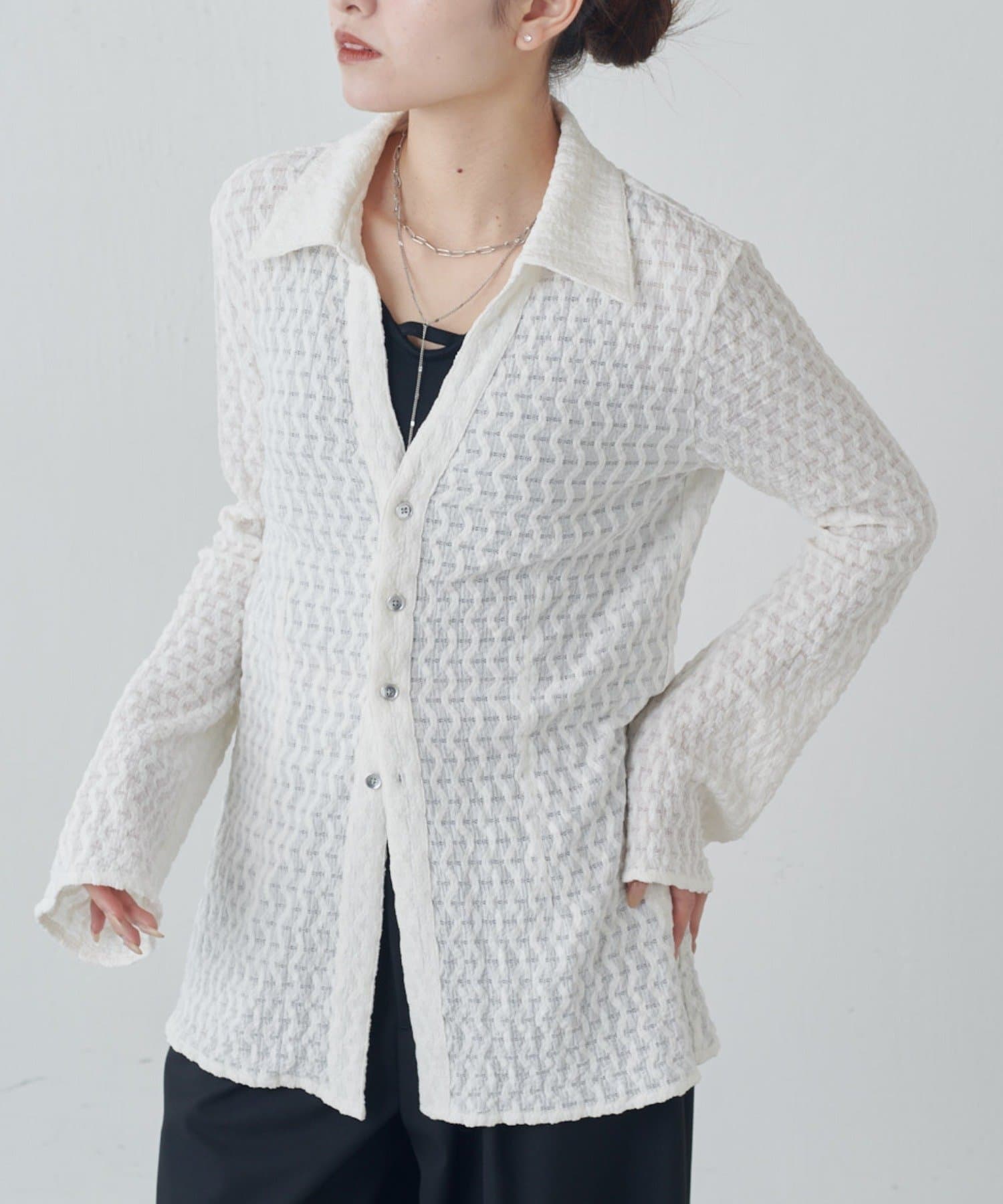 Lui's(ルイス) ポコポコレースシアーシャツ