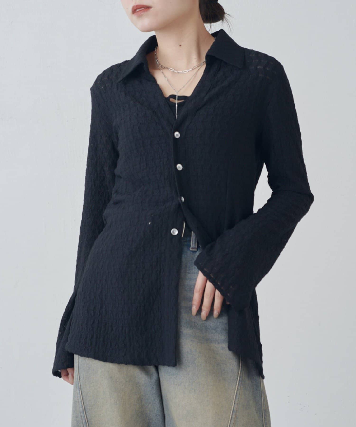 Lui's(ルイス) ポコポコレースシアーシャツ