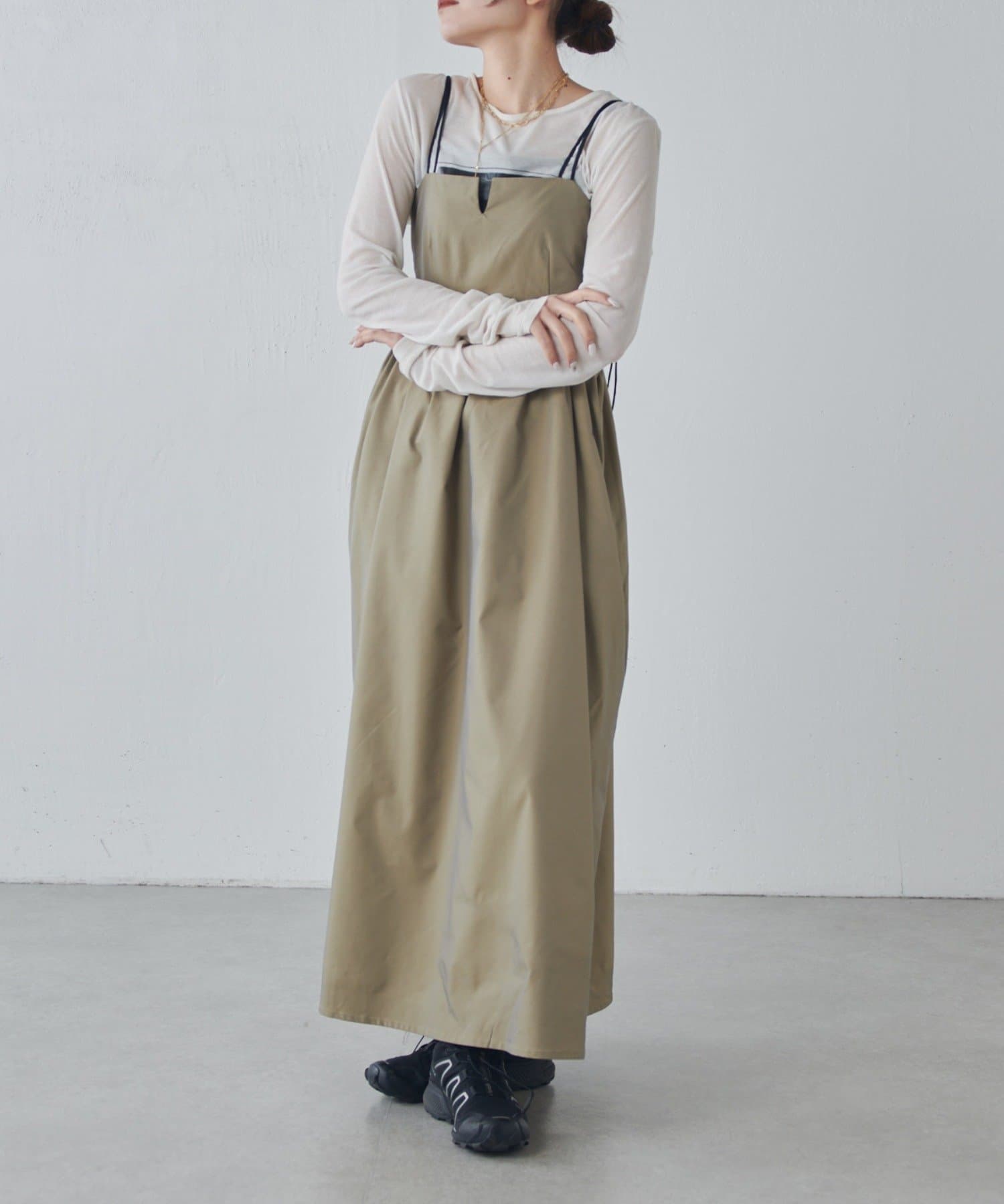 Lui's(ルイス) ウエスト切替ギャザーキャミワンピース