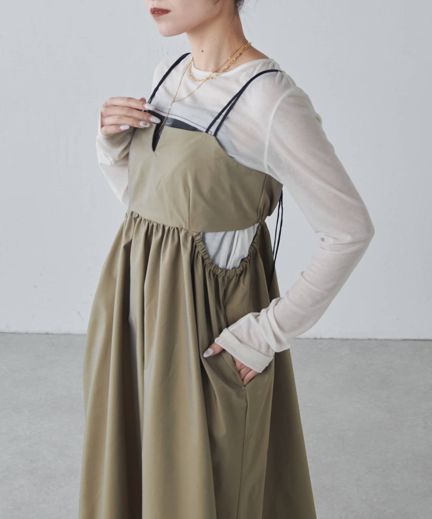 Lui's(ルイス) ウエスト切替ギャザーキャミワンピース