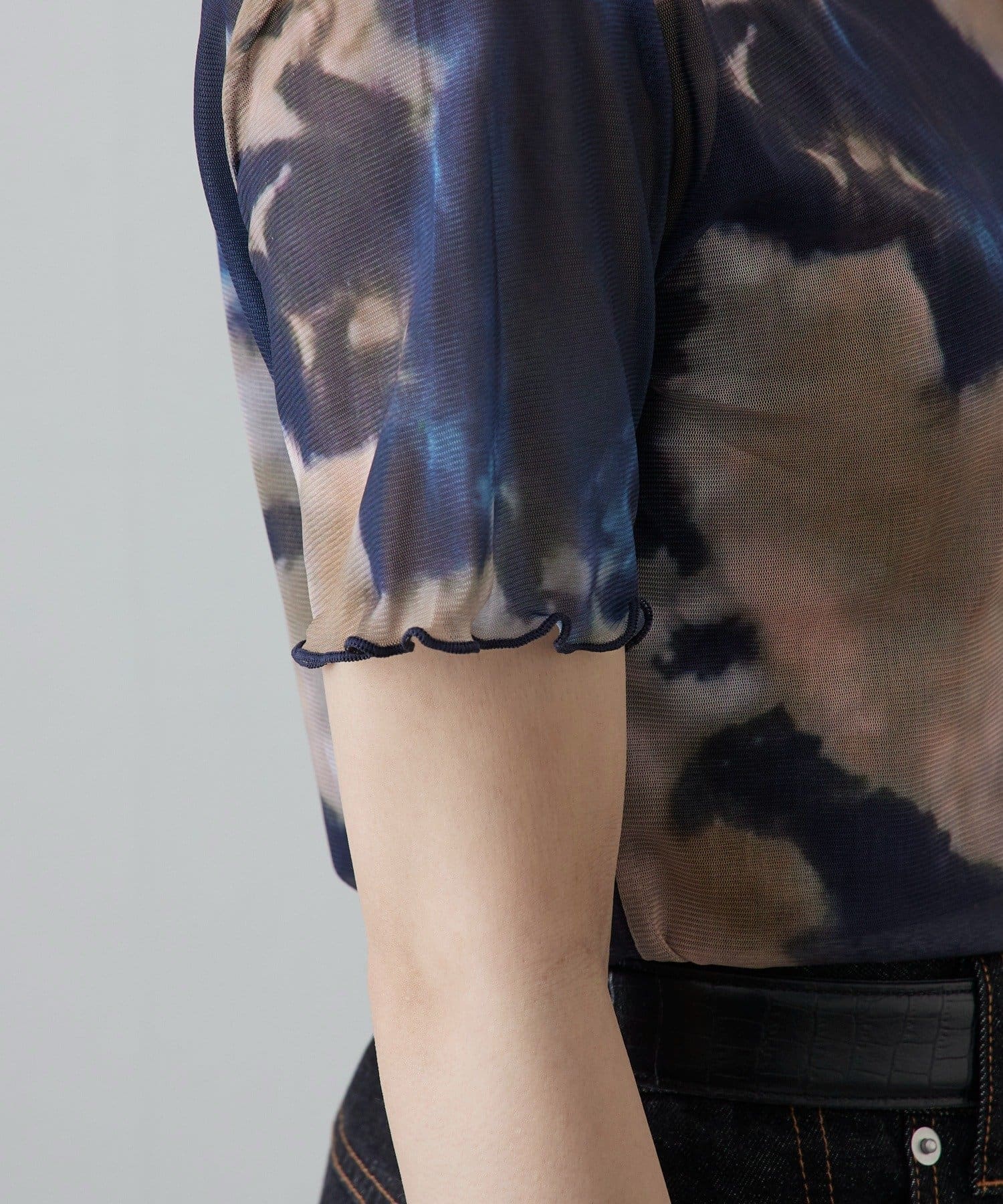 Lui's(ルイス) マーブルプリントシアー半袖トップス