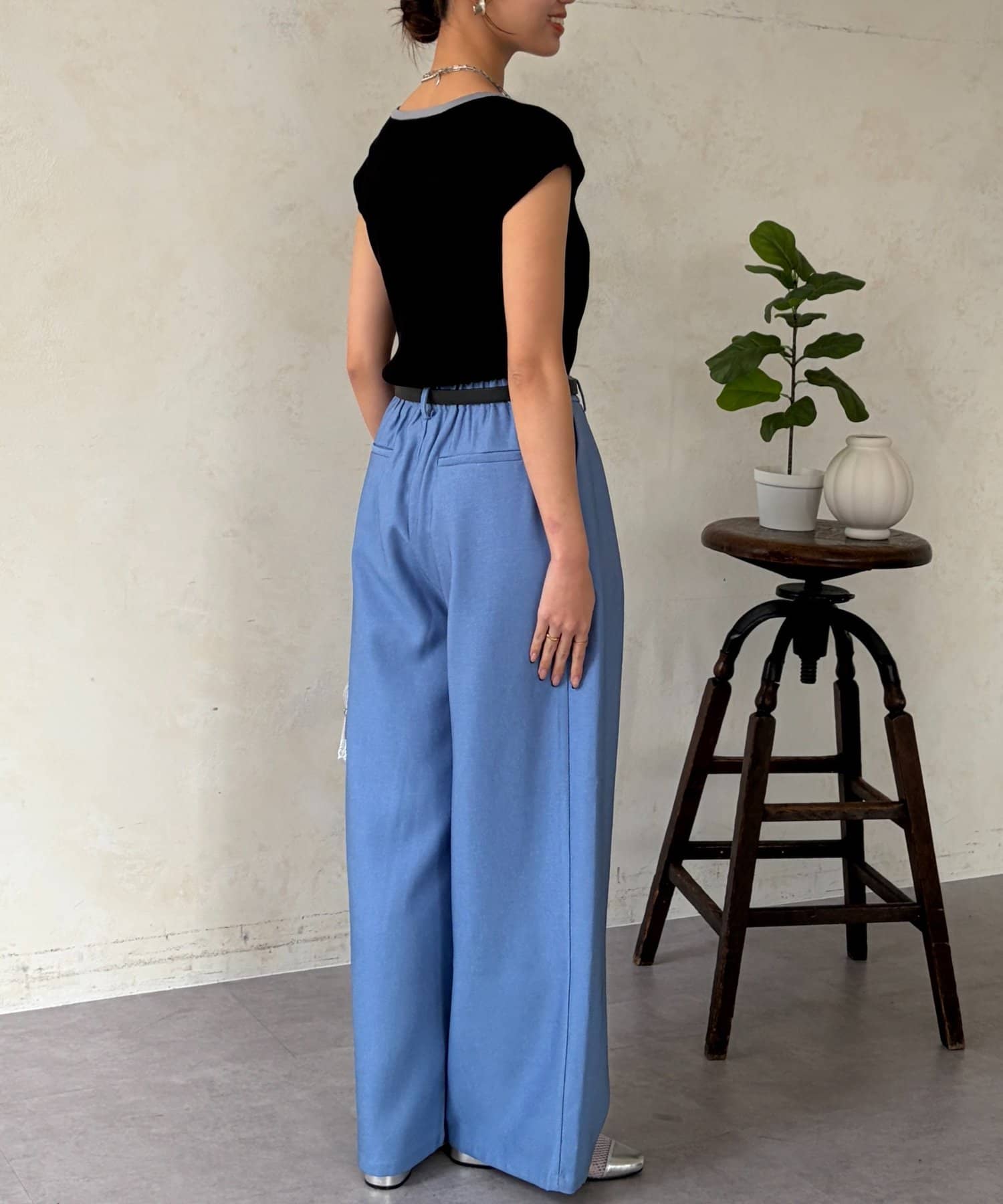 Chez toi(シェトワ) 配色フレンチスリーブニット