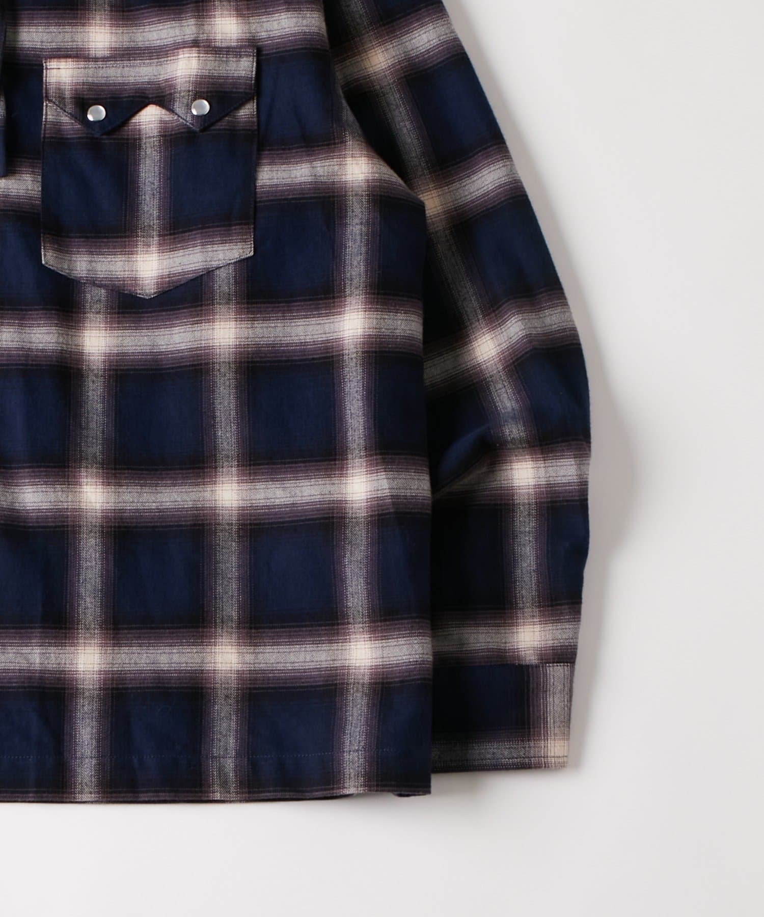 WHO’S WHO gallery(フーズフーギャラリー) 【UNISEX】Sourcreamウエスタンオンブレチェックフードシャツ