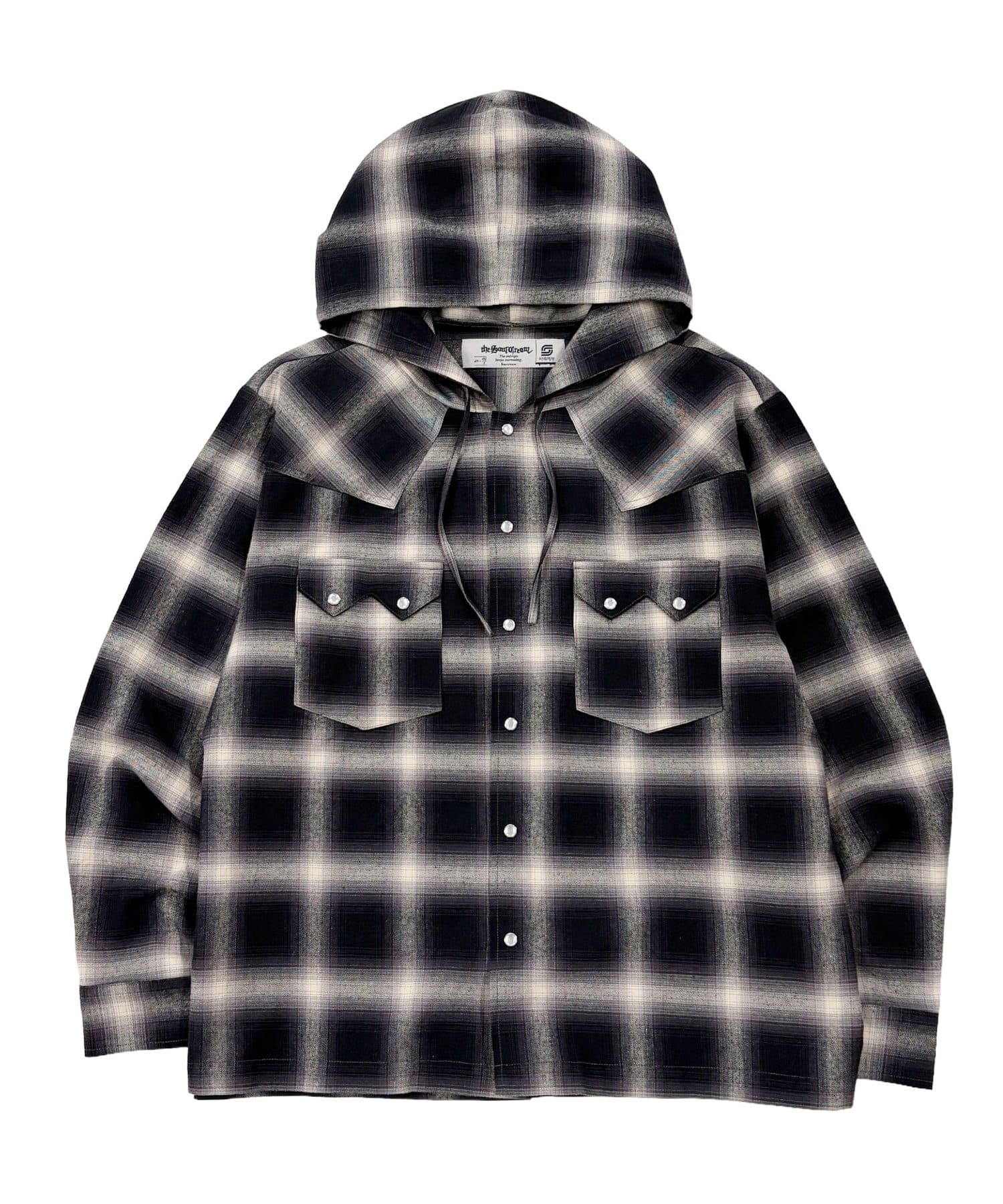 WHO’S WHO gallery(フーズフーギャラリー) 【Sourcream】ウエスタンオンブレチェックフードシャツ