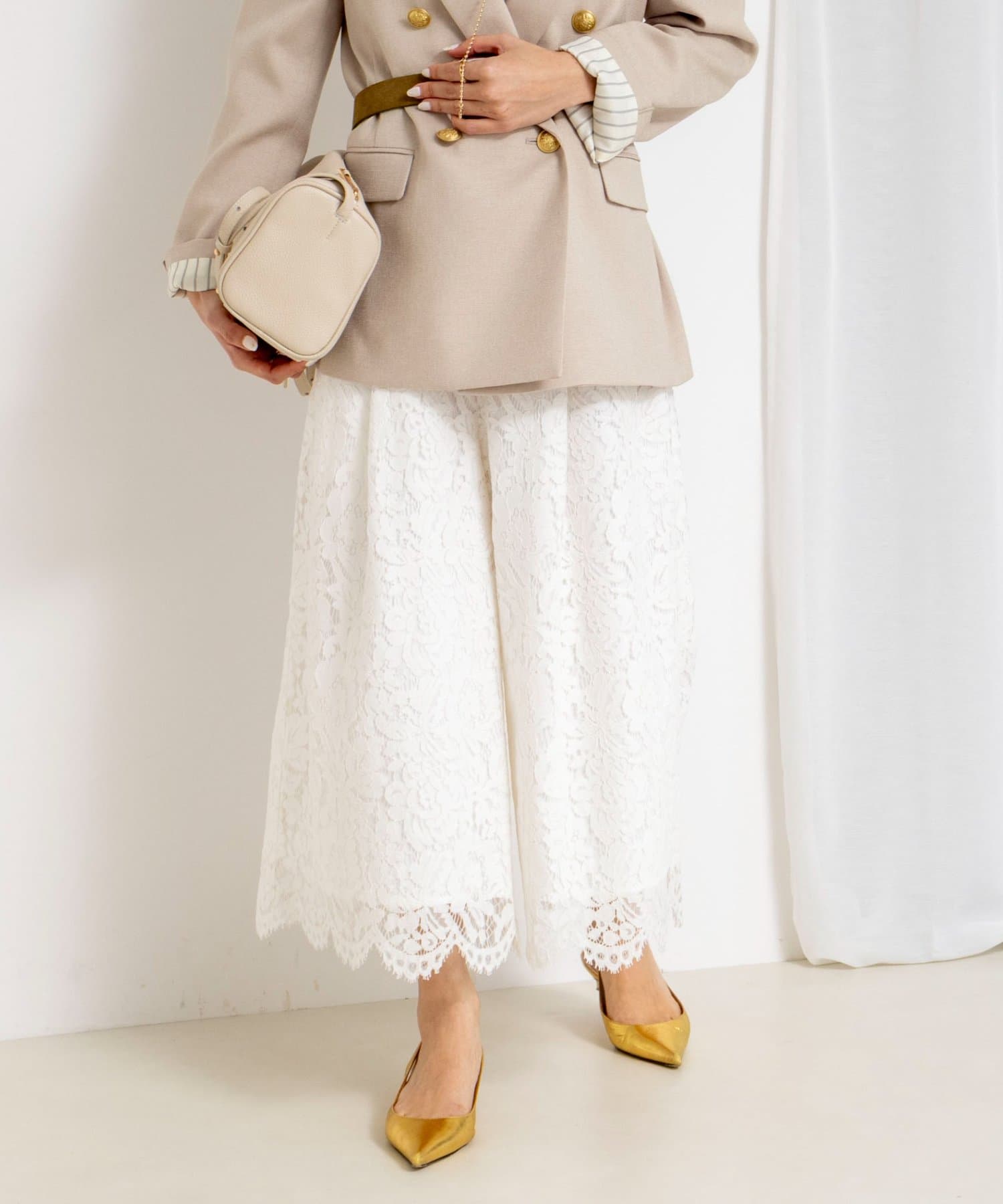 NOLLEY'S(ノーリーズ) クロップドワイドレースパンツ