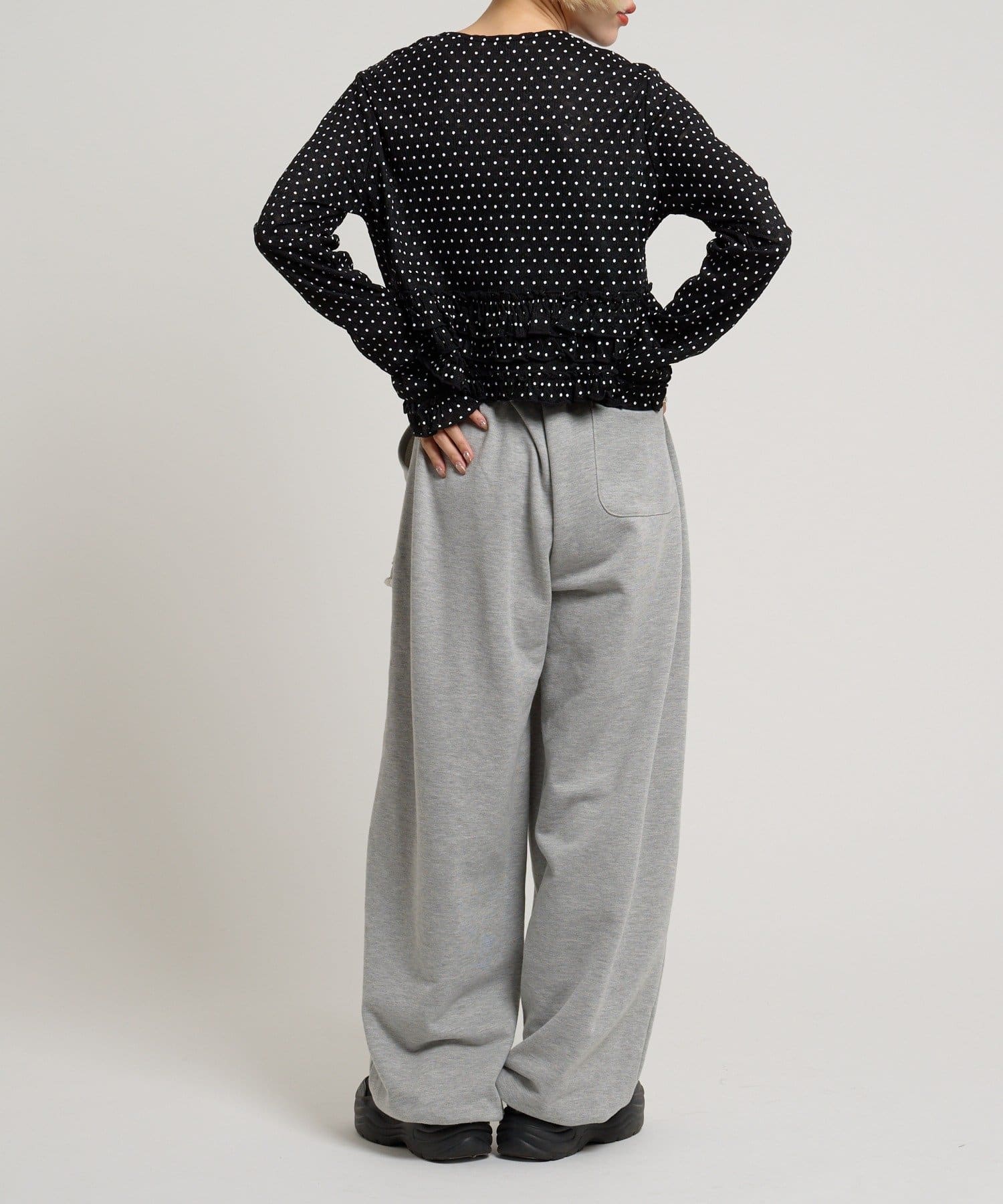 w closet(ダブルクローゼット) ドットレースフリルカーディガン