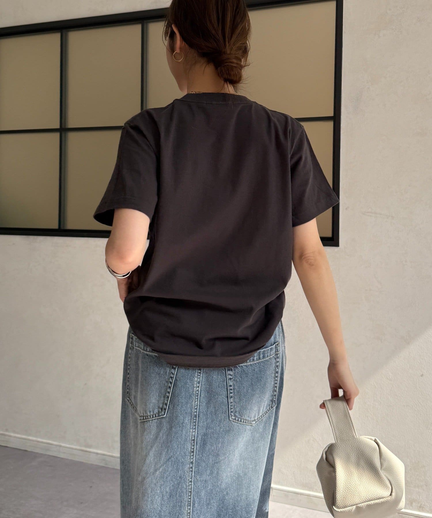 DOUDOU(ドゥドゥ) voileワンポイントフロッキーロゴTEE