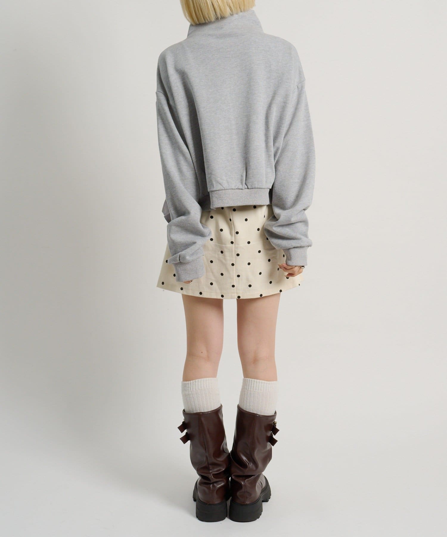 w closet(ダブルクローゼット) ハーフジップフリルスウェット