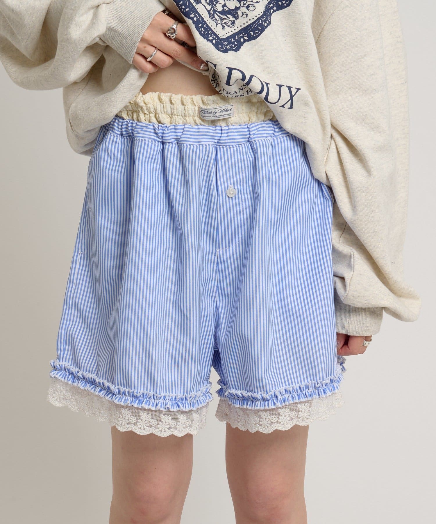 w closet(ダブルクローゼット) ストライプショートパンツ