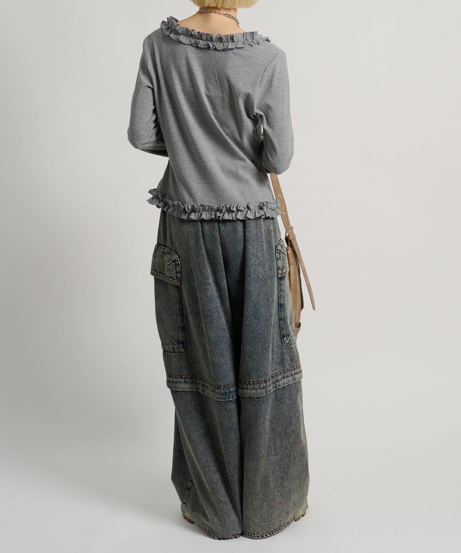 w closet(ダブルクローゼット) ドットレイヤードフリルカーディガン