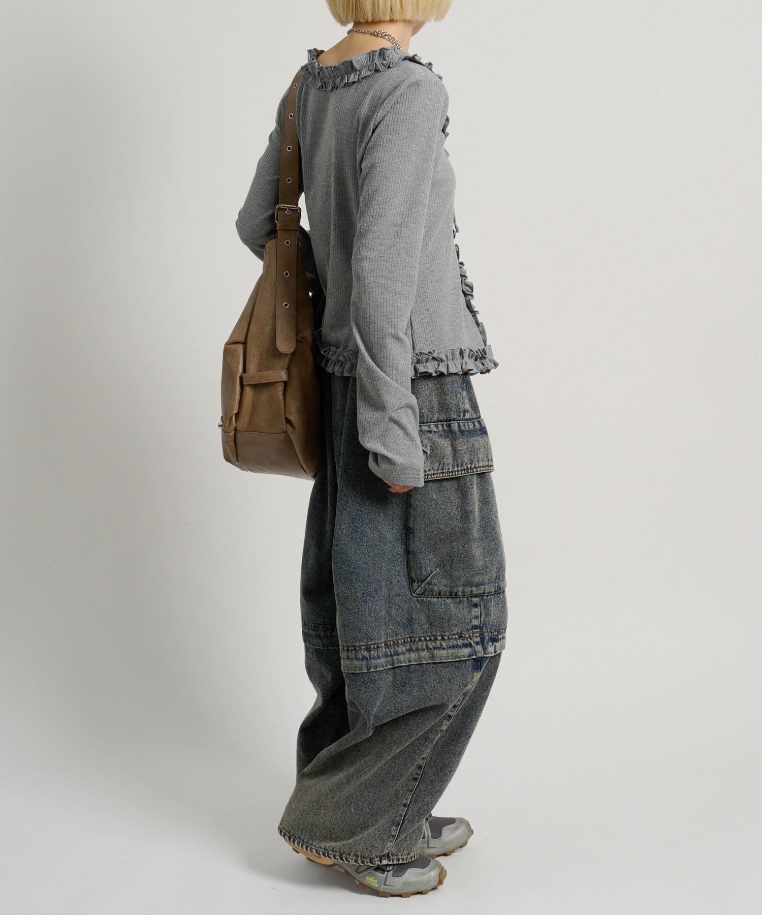 w closet(ダブルクローゼット) ドットレイヤードフリルカーディガン