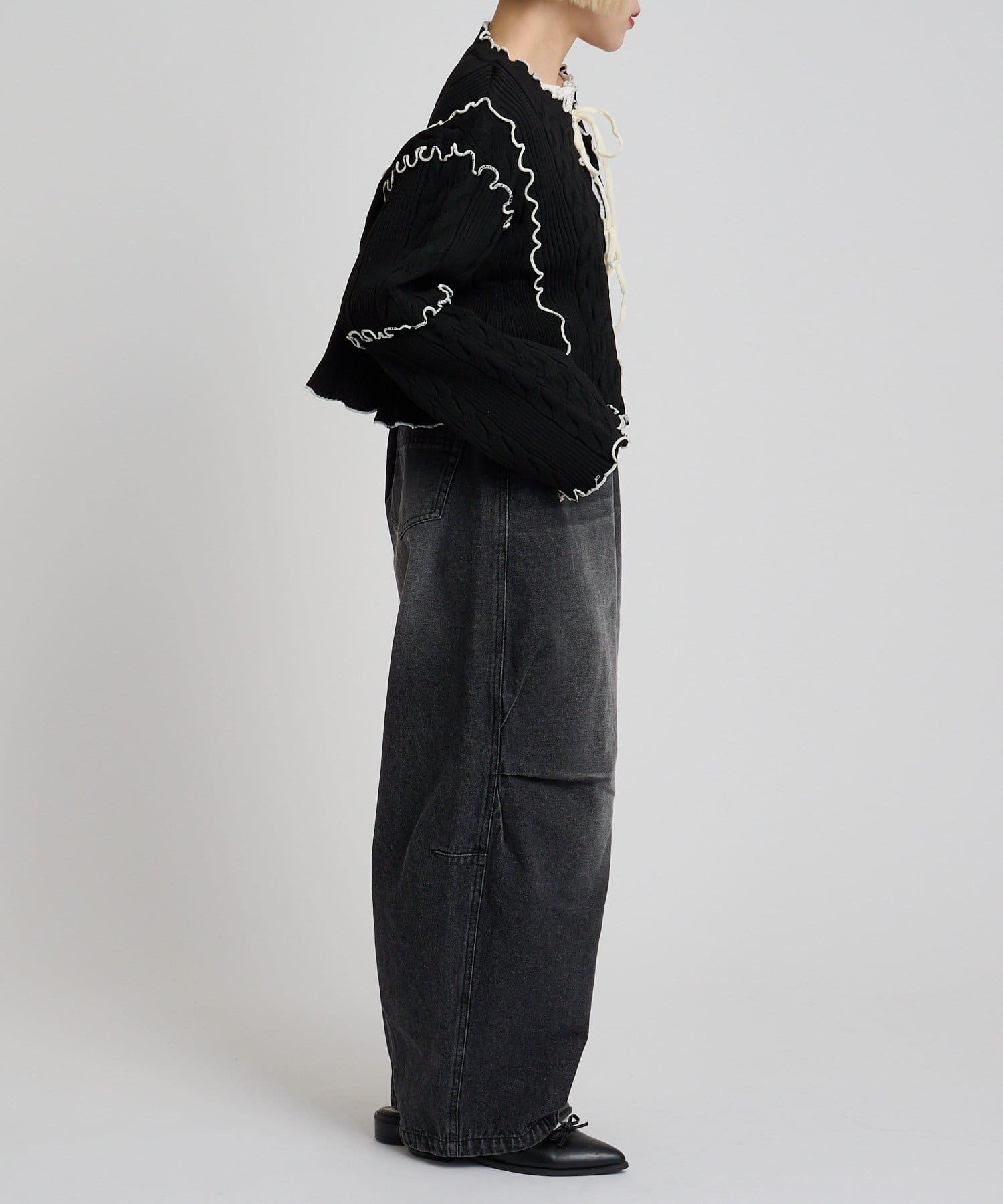 w closet(ダブルクローゼット) 【春素材で登場！】配色メロウケーブルカーディガン