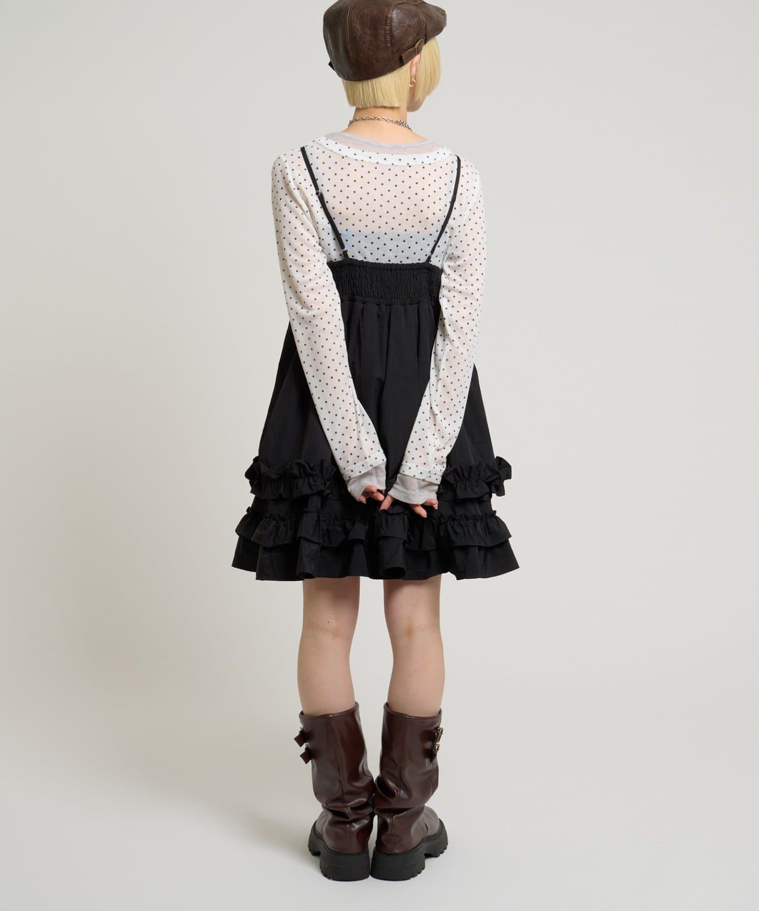 w closet(ダブルクローゼット) フリルミニキャミワンピース