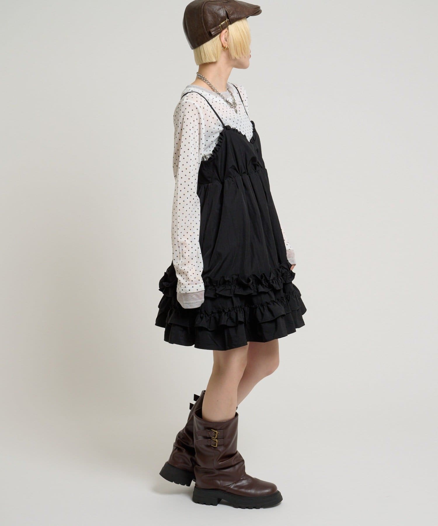 w closet(ダブルクローゼット) フリルミニキャミワンピース