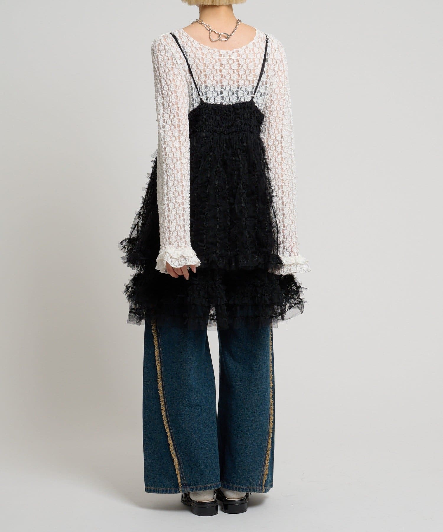 w closet(ダブルクローゼット) チュールリボンミニキャミワンピース