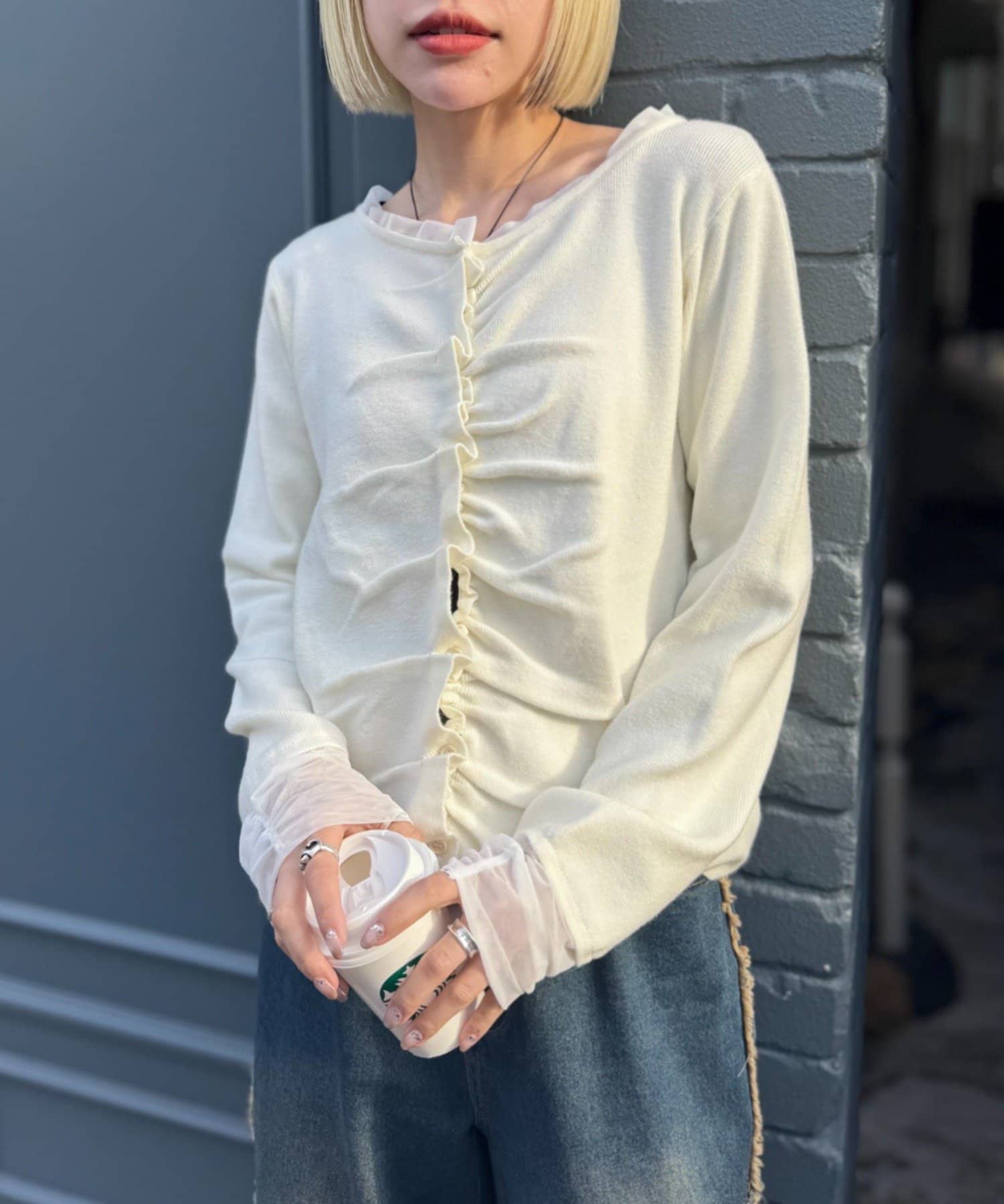 w closet(ダブルクローゼット) なみなみレイヤードカーディガン