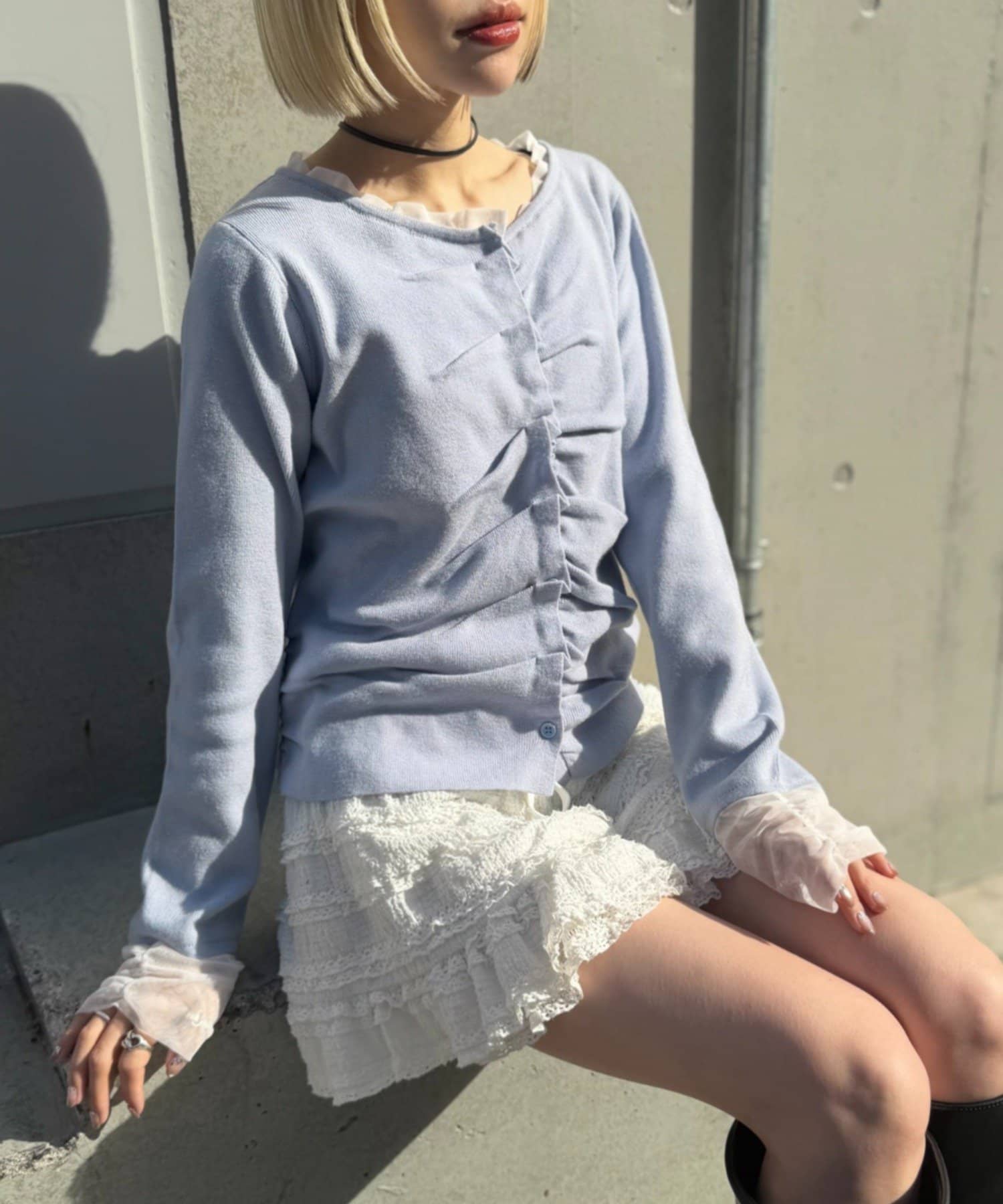 w closet(ダブルクローゼット) なみなみレイヤードカーディガン