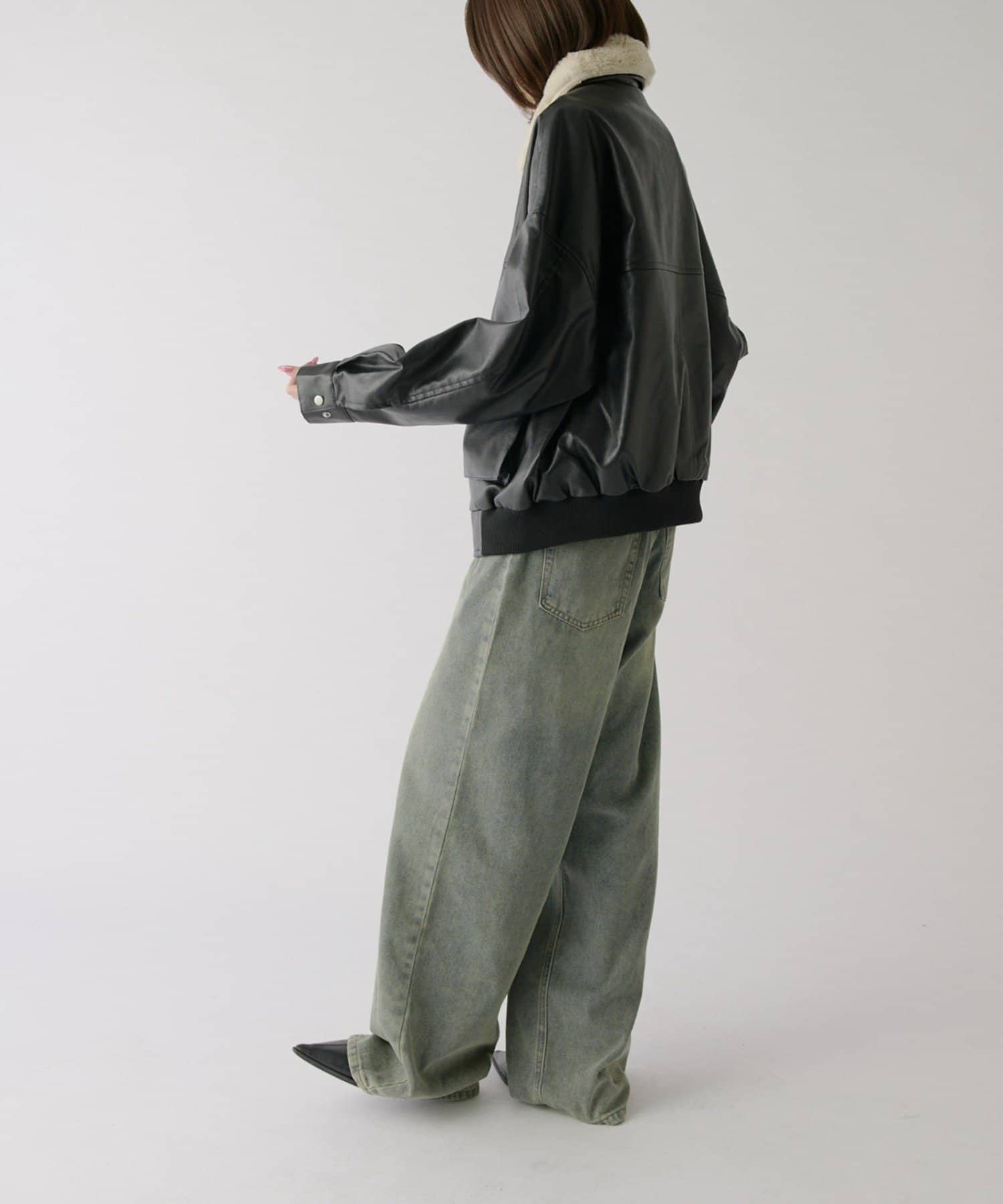 -goocy-(グーシー) ティペット付きレザーブルゾン
