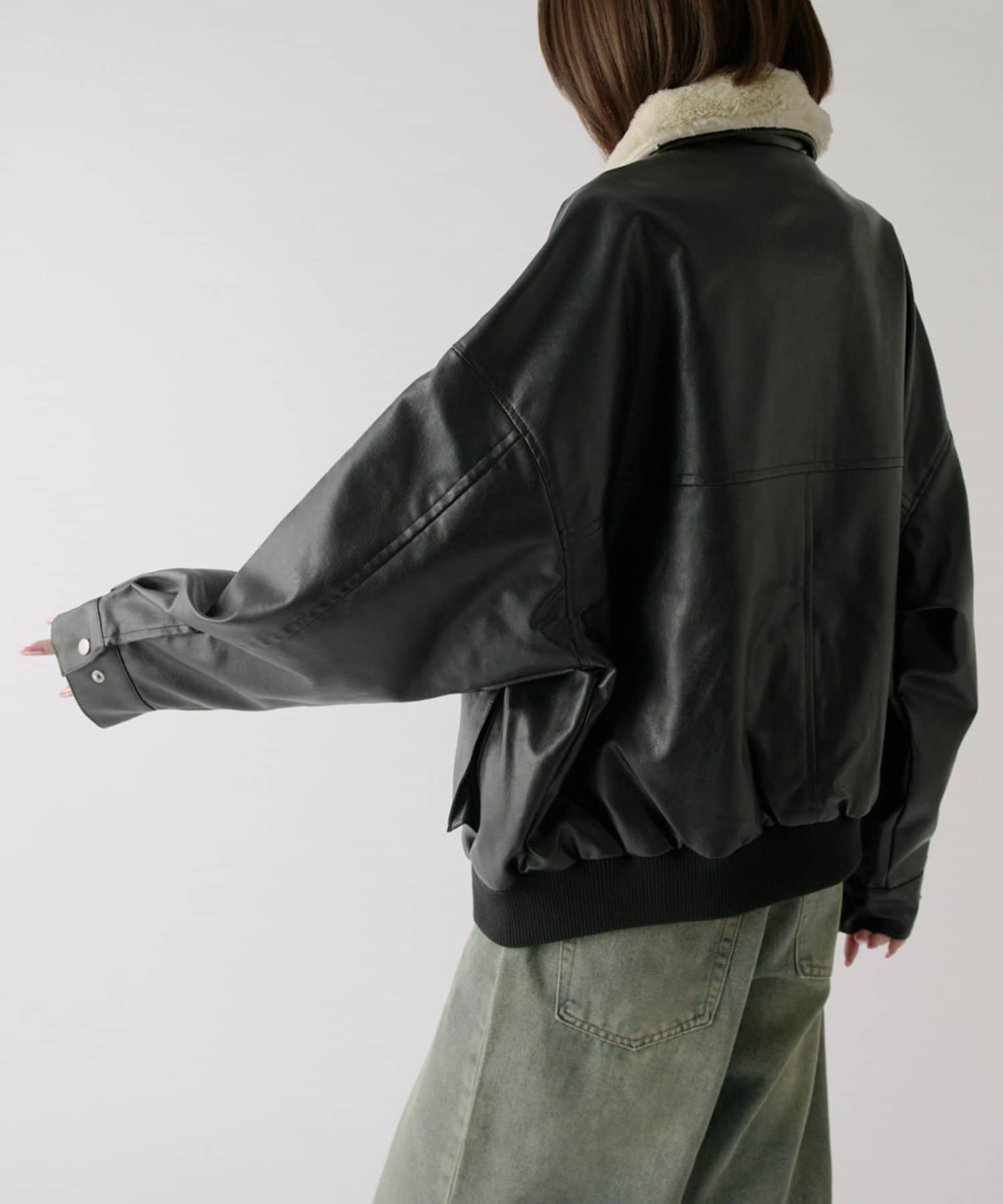 -goocy-(グーシー) ティペット付きレザーブルゾン