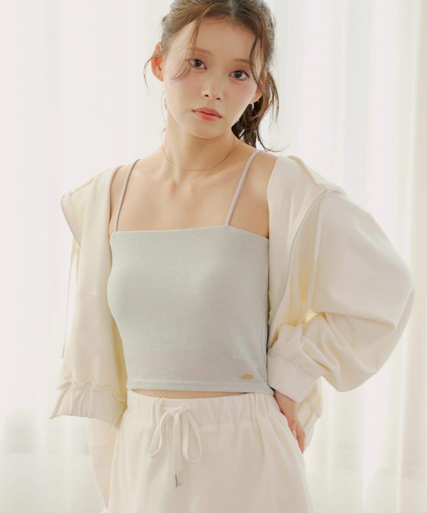 Chico(チコ) カップ付きラメベアキャミ