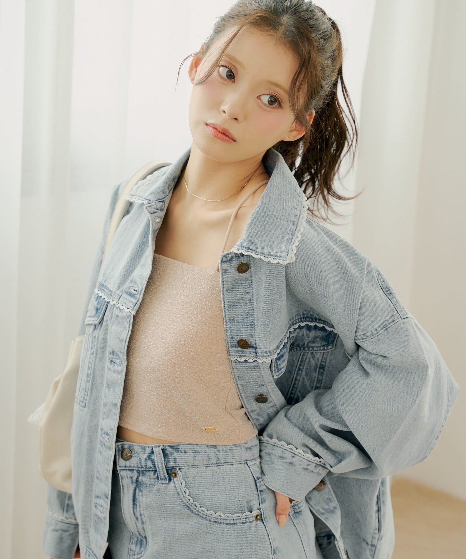 Chico(チコ) カップ付きラメベアキャミ