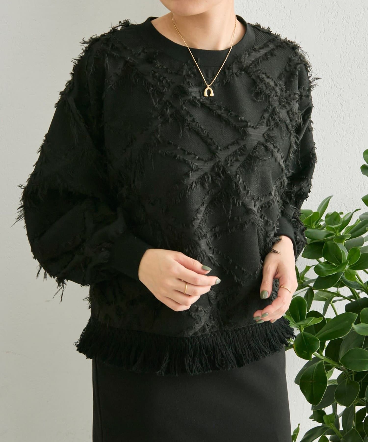 ear PAPILLONNER(イア パピヨネ) 裾タッセルトップススプリング【SUM1 STYLE1(スミスタイル)】