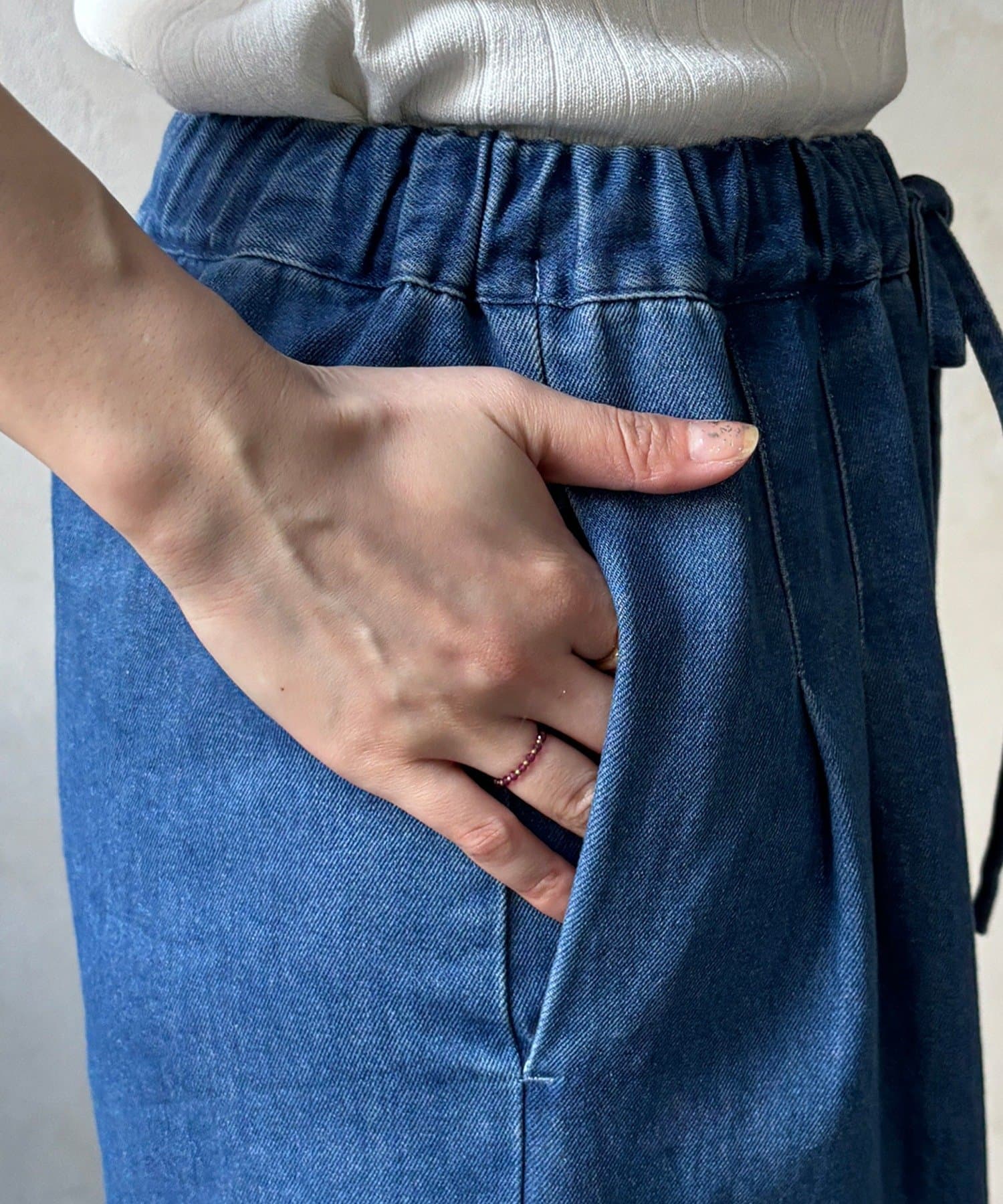 DOUDOU(ドゥドゥ) 【インフルエンサーOKOCHI企画】デニムタックイージーパンツ