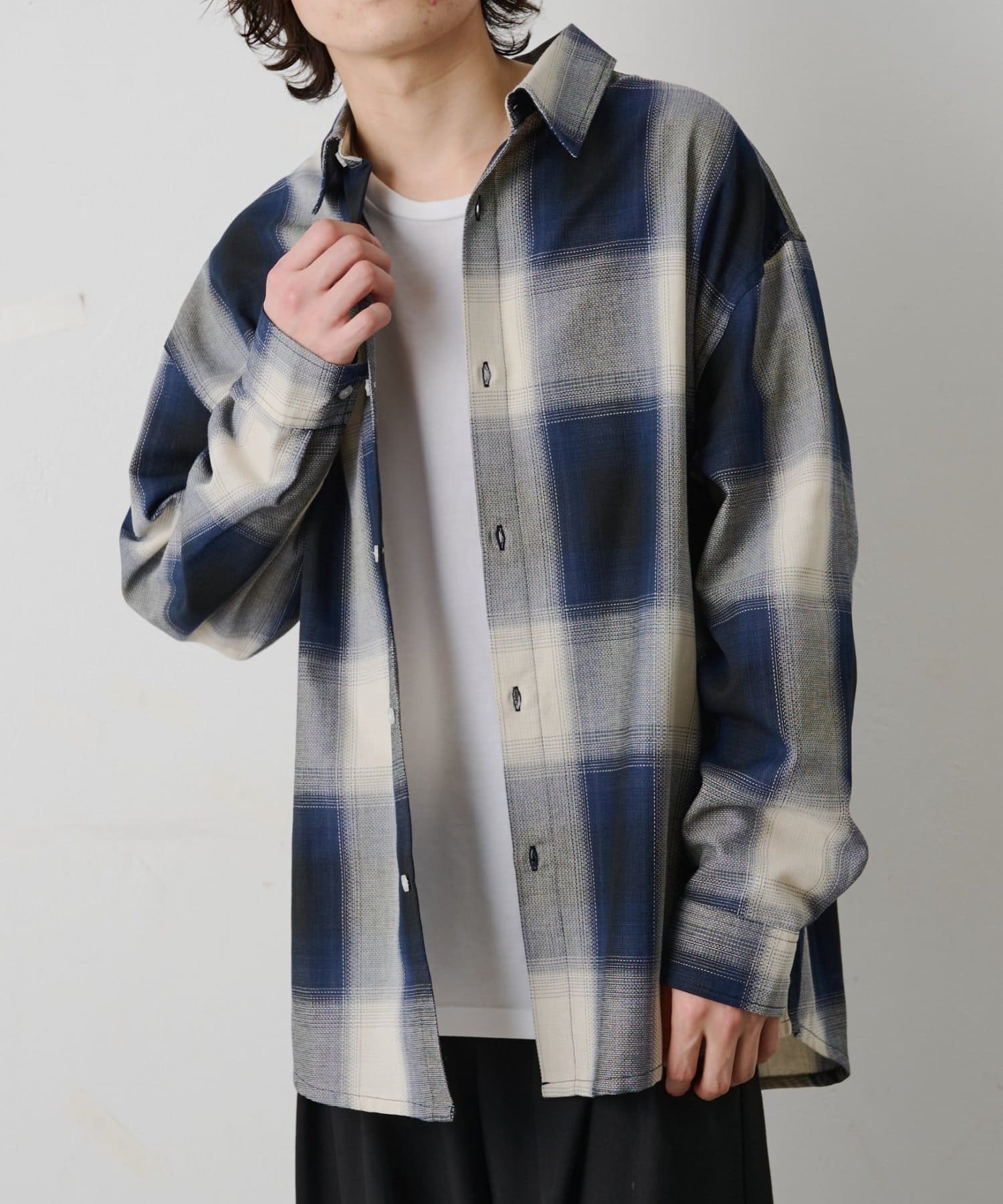 COLONY 2139(コロニー トゥーワンスリーナイン) リネンライクオンブレチェック長袖シャツ