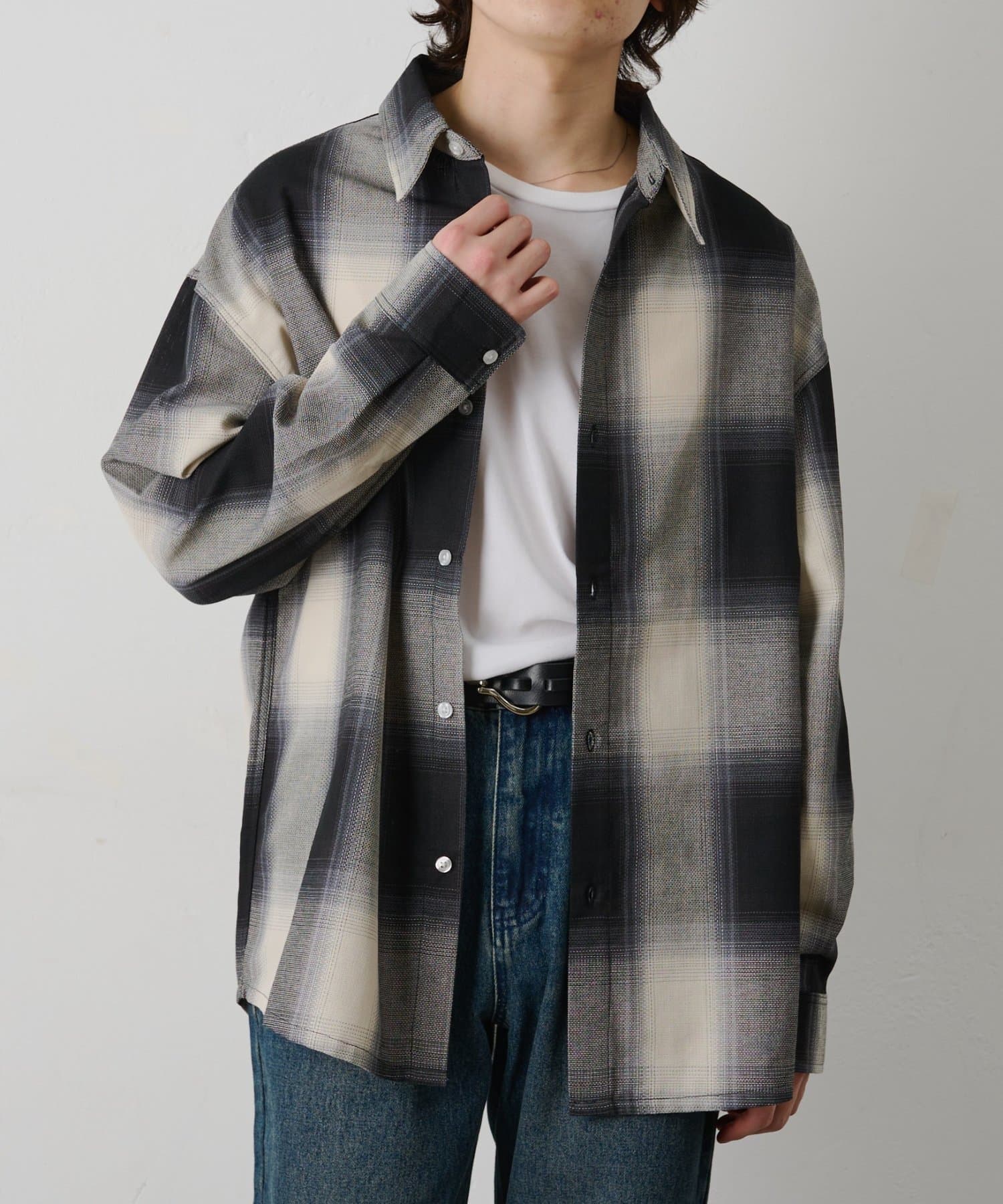 COLONY 2139(コロニー トゥーワンスリーナイン) リネンライクオンブレチェック長袖シャツ