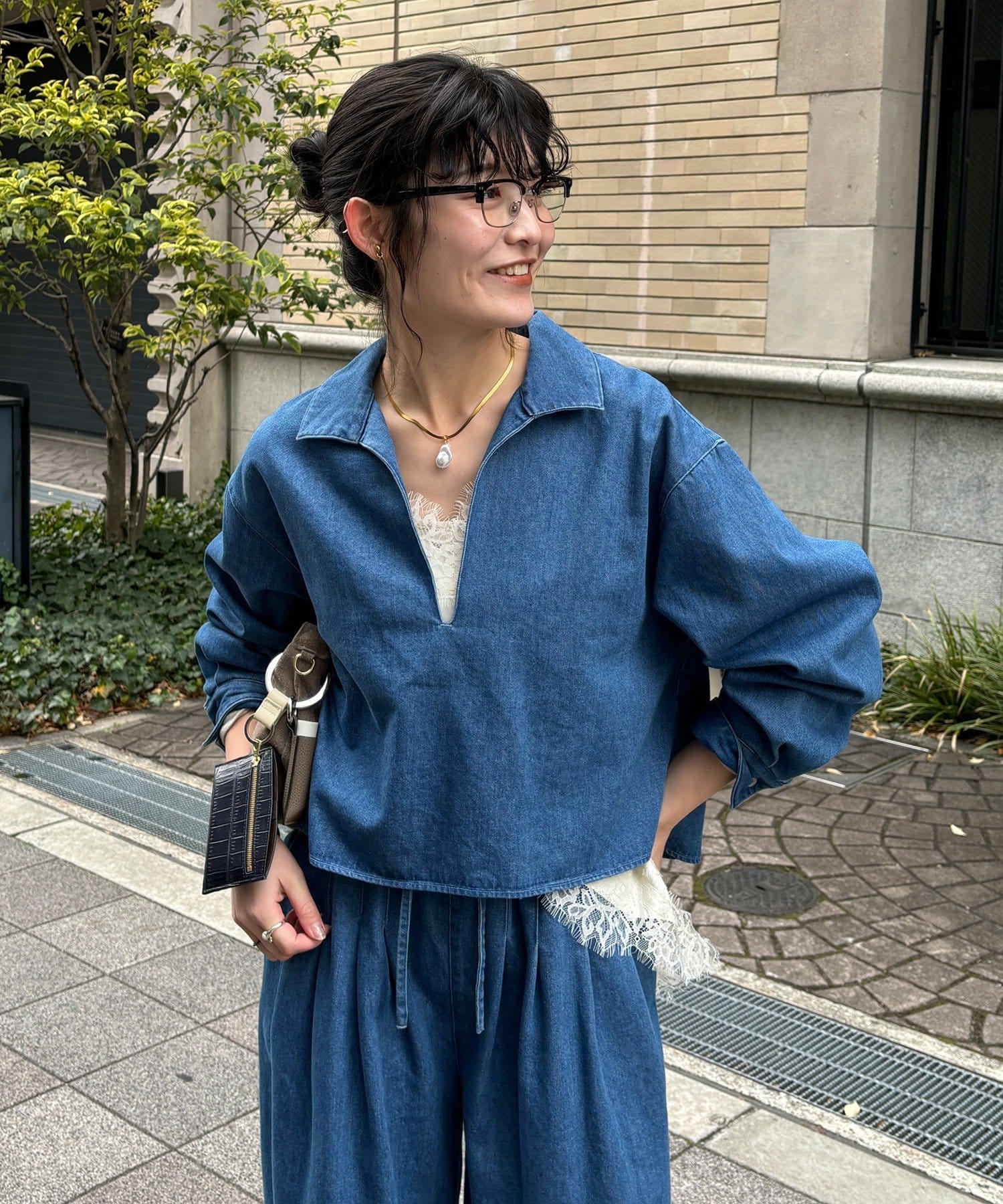 DOUDOU(ドゥドゥ) 【インフルエンサーOKOCHI企画】スキッパーデニムシャツ