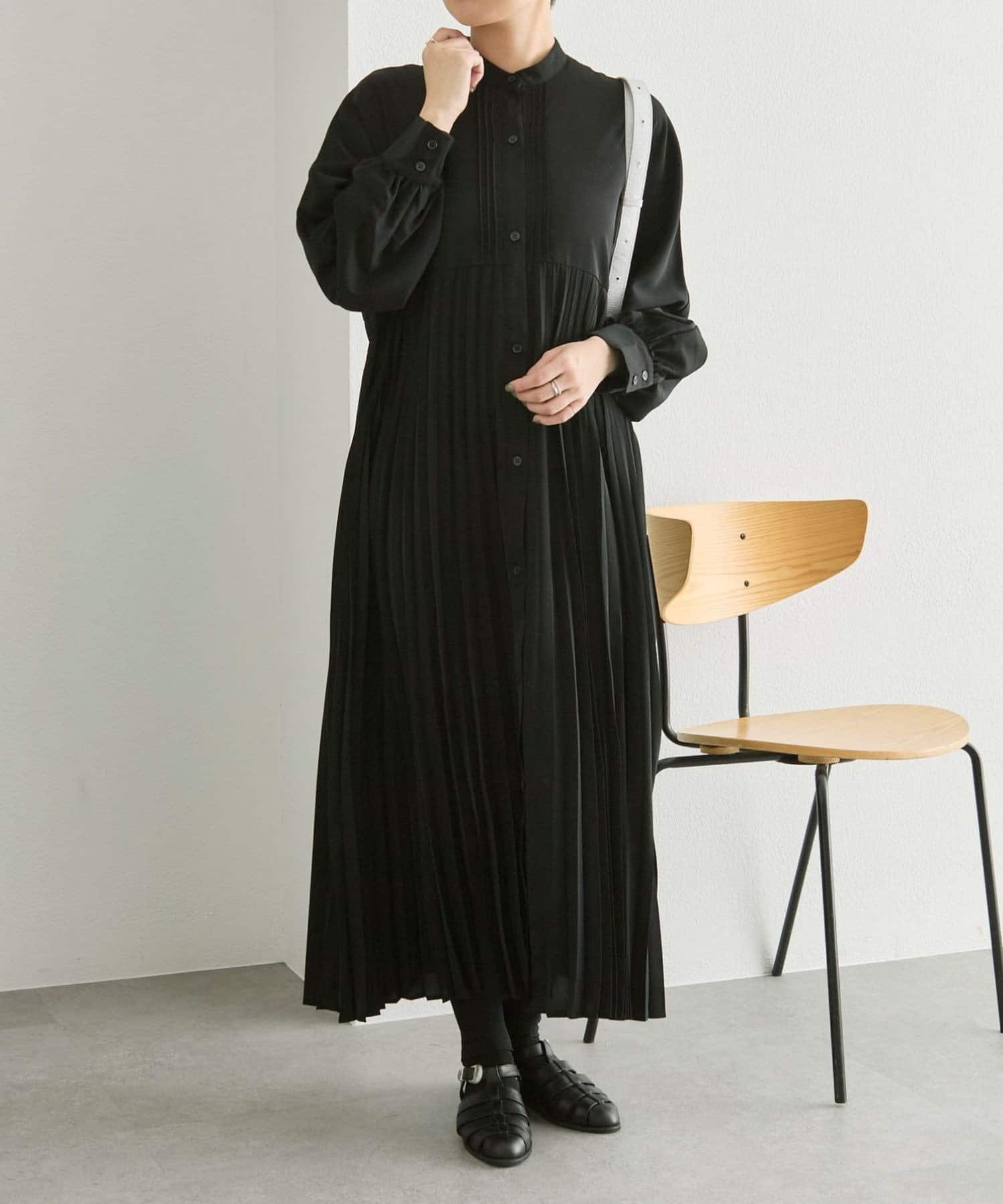 ear PAPILLONNER(イア パピヨネ) 《オケージョン/スタイルアップ》ドルマンプリーツワンピース【SUM1 STYLE(スミスタイル)】