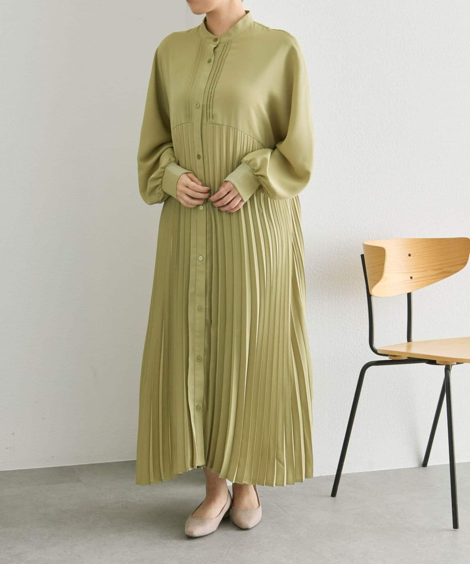 ear PAPILLONNER(イア パピヨネ) 《オケージョン/スタイルアップ》ドルマンプリーツワンピース【SUM1 STYLE(スミスタイル)】